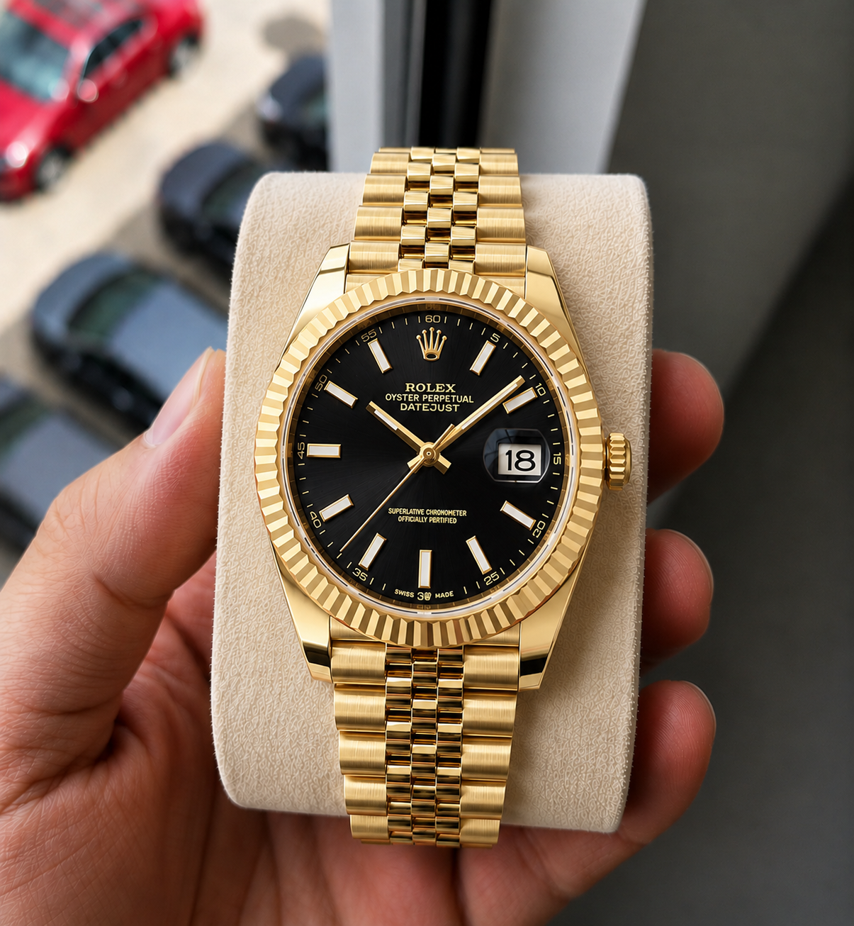 Role_x Date Just Gold/Black Watch