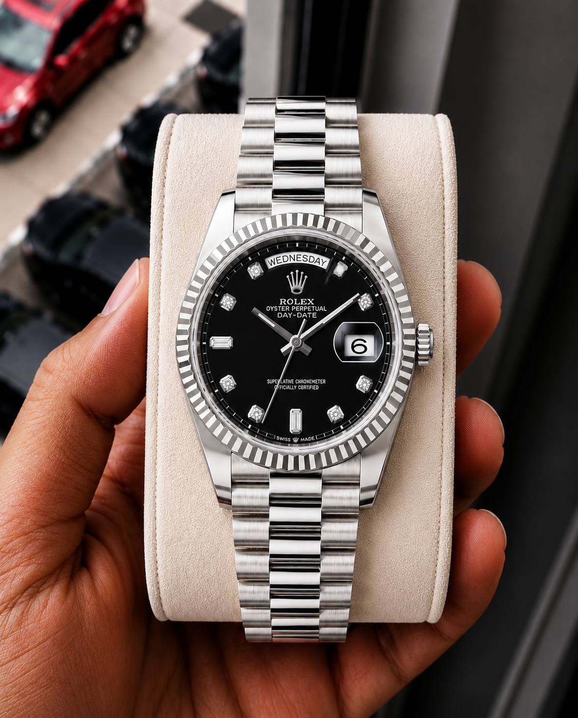 Role_x Day Date Silver/Black S-Diamond  Watch