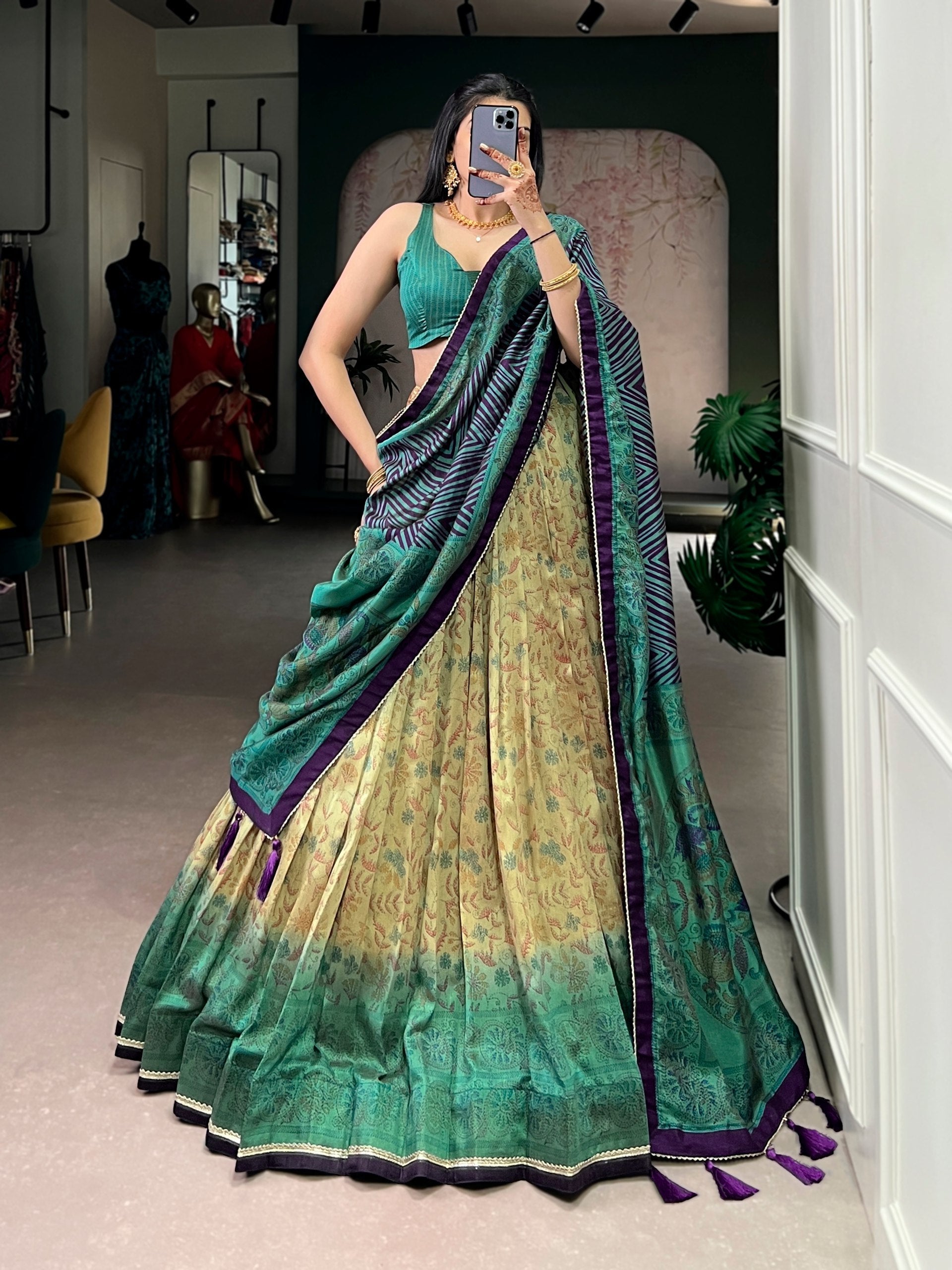 Firozi Printed Lehenga Choli with Dupatta
