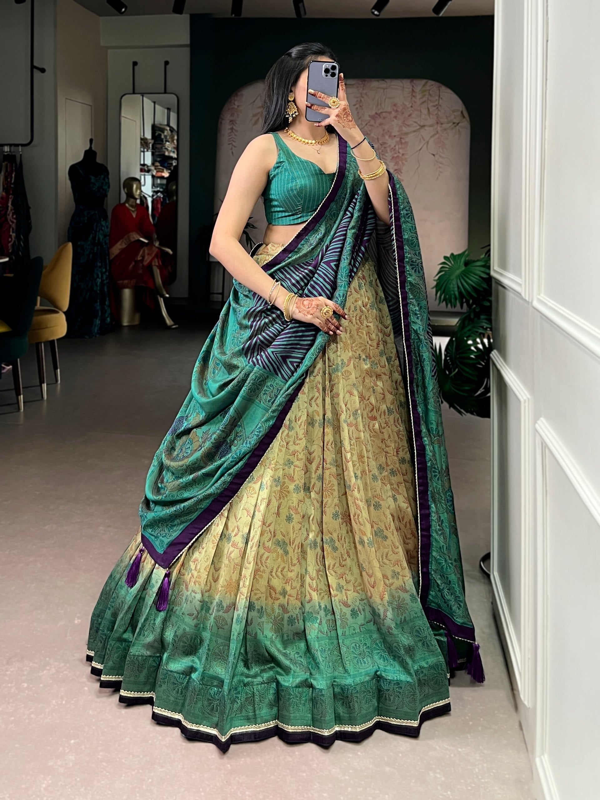 Firozi Printed Lehenga Choli with Dupatta