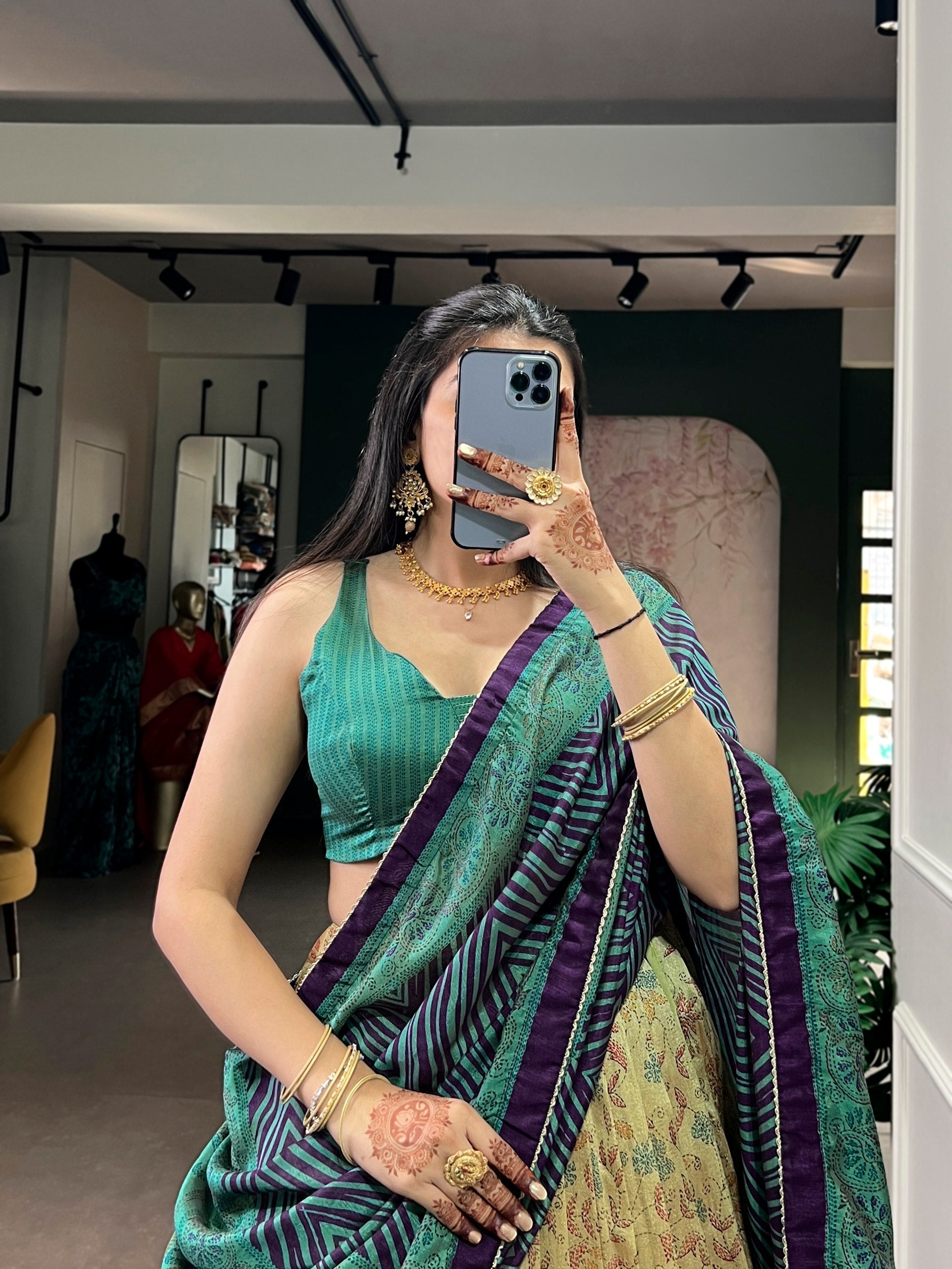 Firozi Printed Lehenga Choli with Dupatta