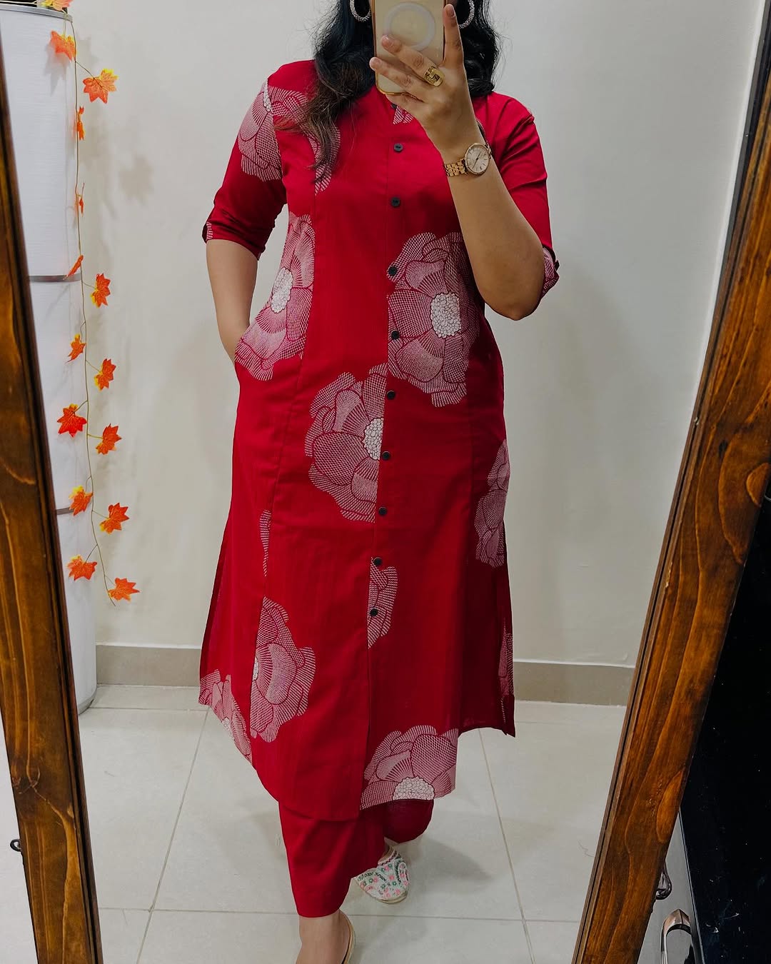 Floral Cotton Co-ord Set: A-Line Kurti with Ankle-Length Palazzo