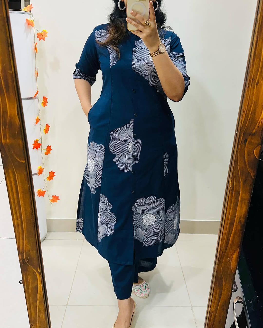 Floral Cotton Co-ord Set: A-Line Kurti with Ankle-Length Palazzo