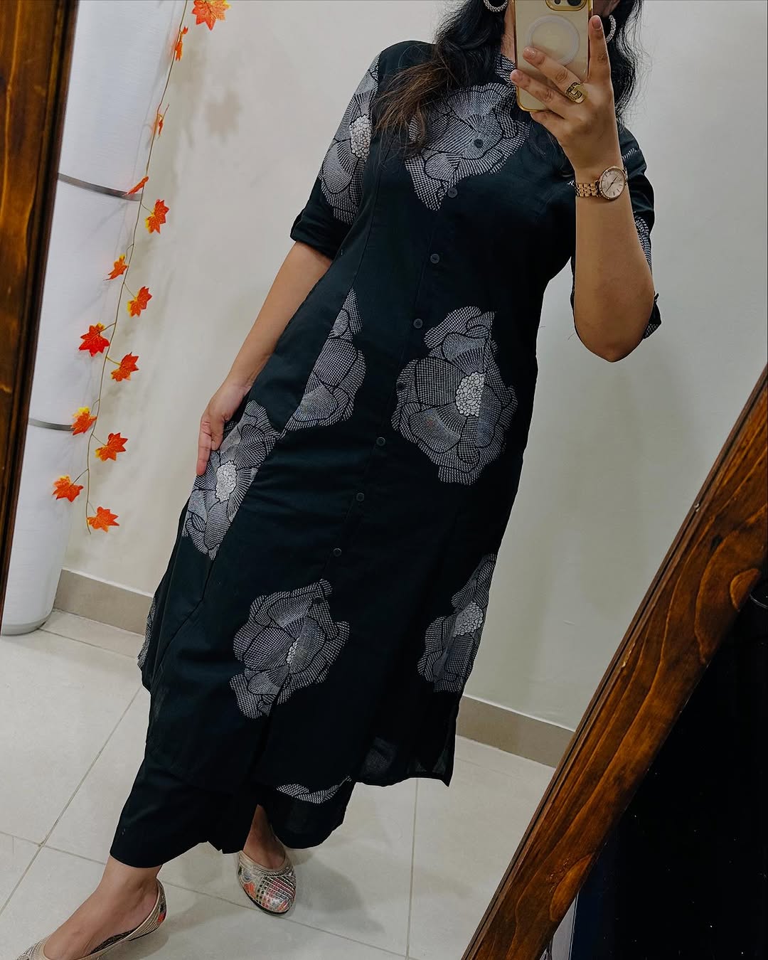 Floral Cotton Co-ord Set: A-Line Kurti with Ankle-Length Palazzo