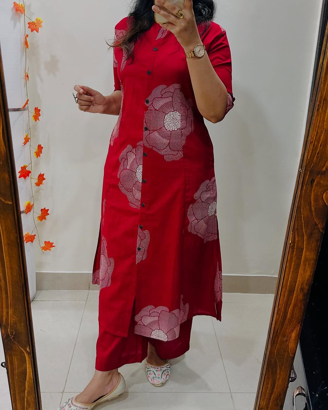 Floral Cotton Co-ord Set: A-Line Kurti with Ankle-Length Palazzo