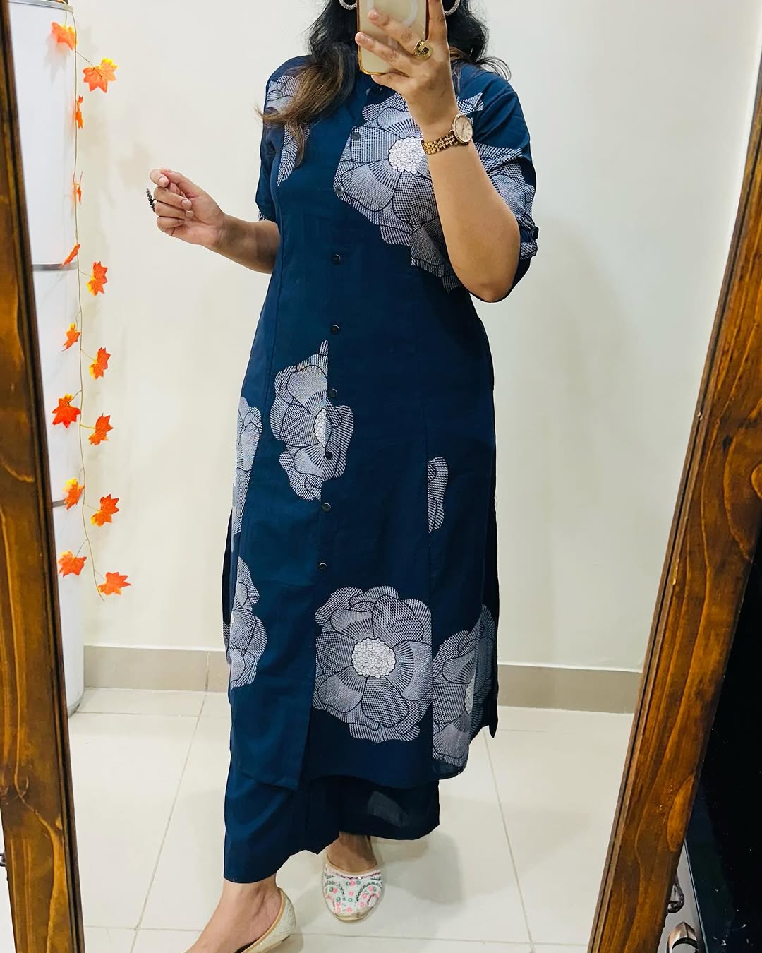 Floral Cotton Co-ord Set: A-Line Kurti with Ankle-Length Palazzo