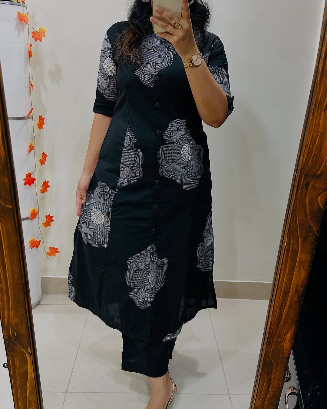 Floral Cotton Co-ord Set: A-Line Kurti with Ankle-Length Palazzo