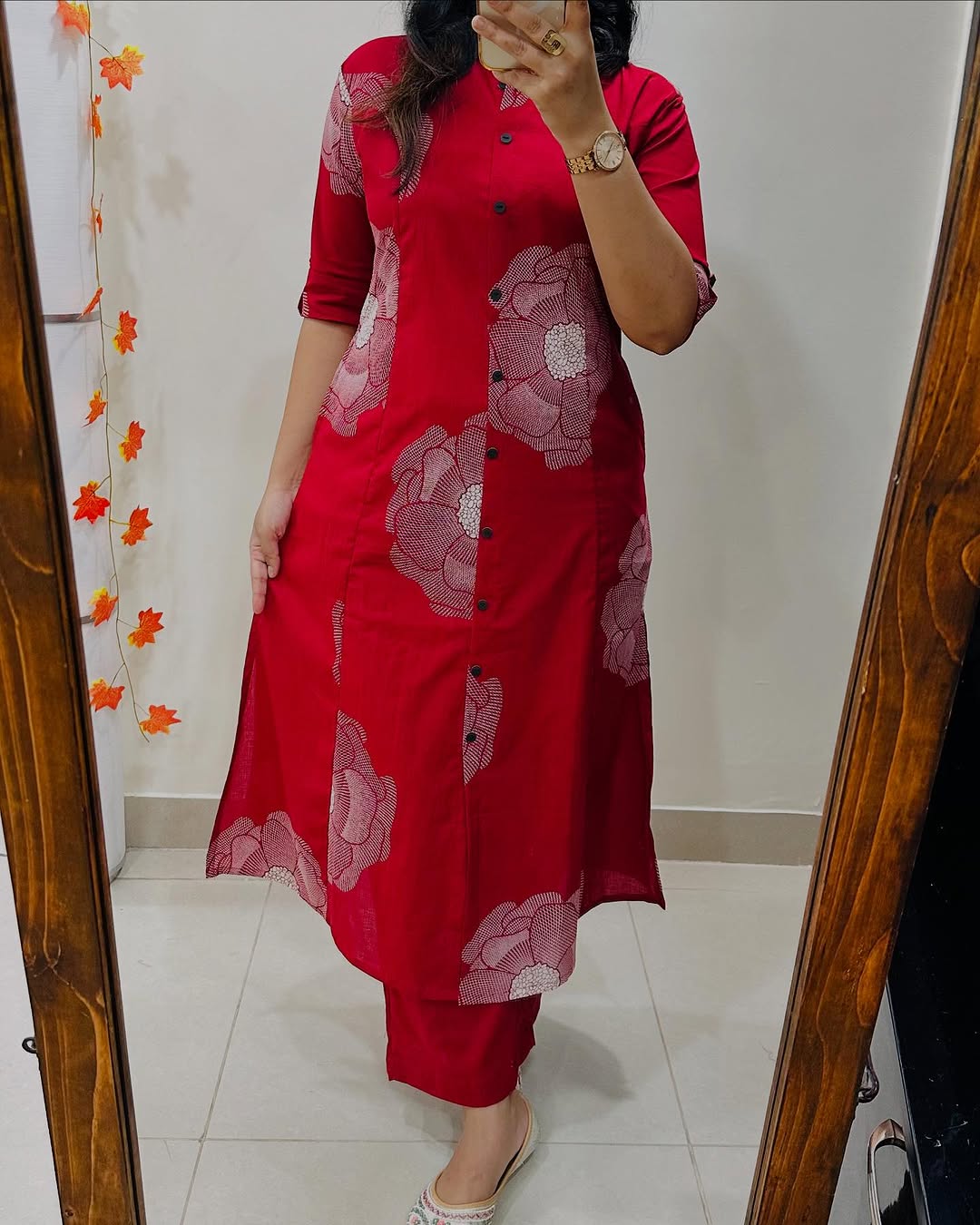 Floral Cotton Co-ord Set: A-Line Kurti with Ankle-Length Palazzo