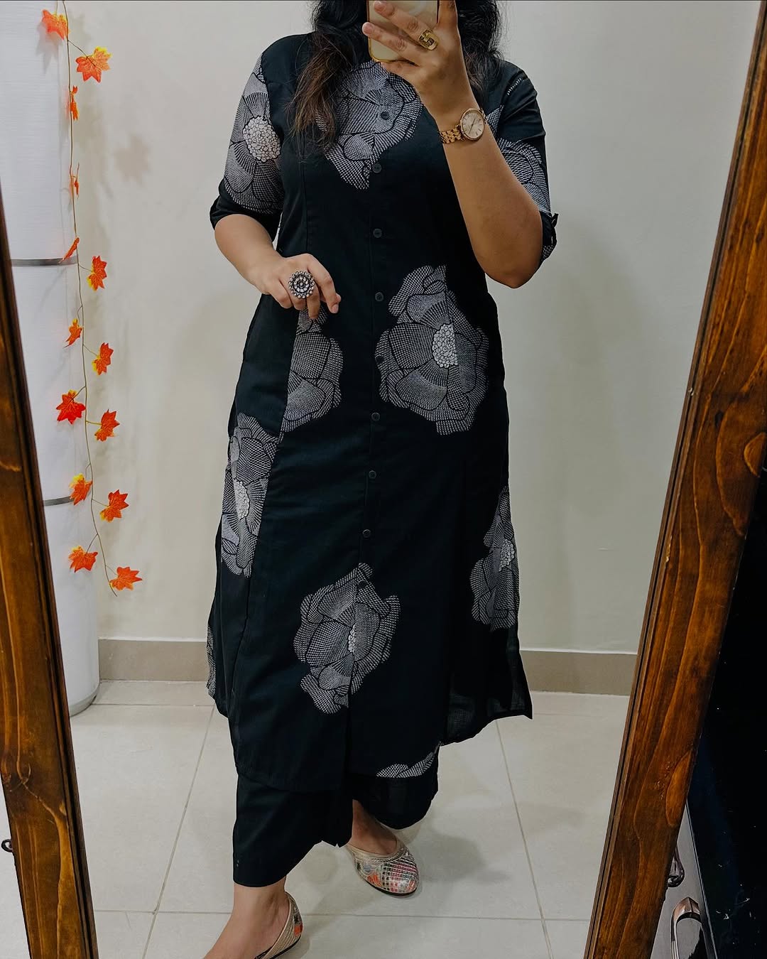 Floral Cotton Co-ord Set: A-Line Kurti with Ankle-Length Palazzo