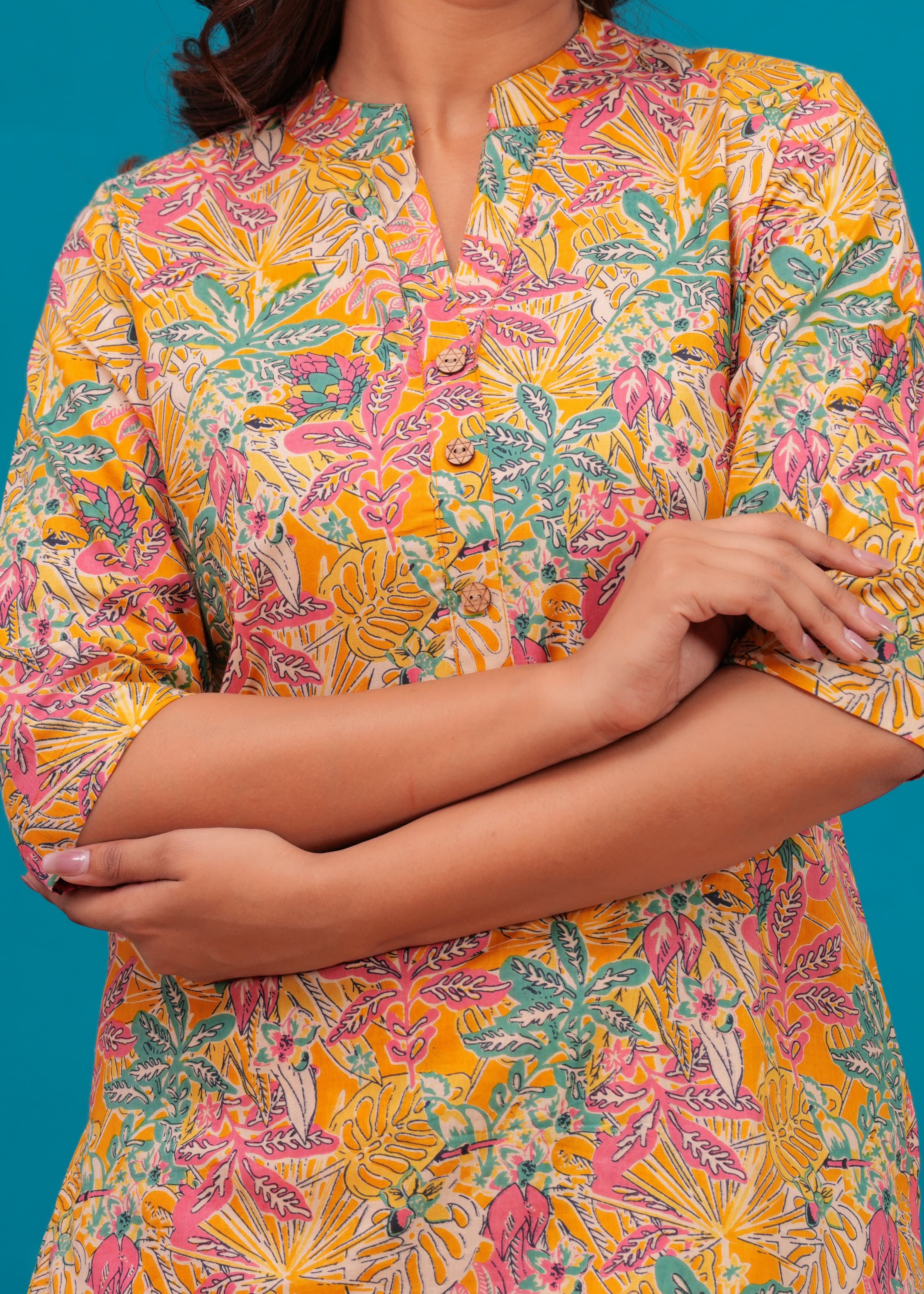 Floral Cotton Cord Set with Side Pocket