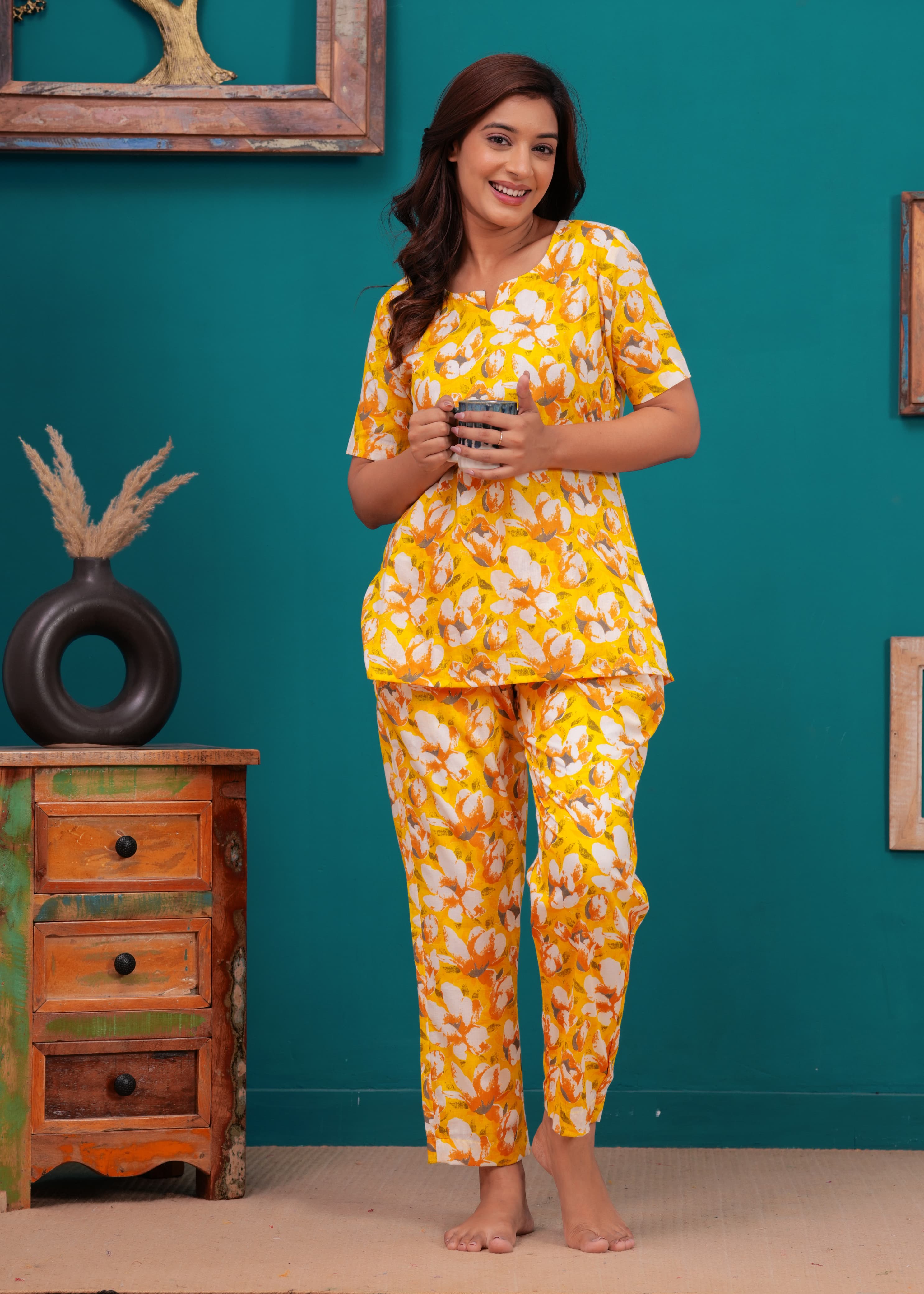 Floral Cotton Cord Set with Side Pocket