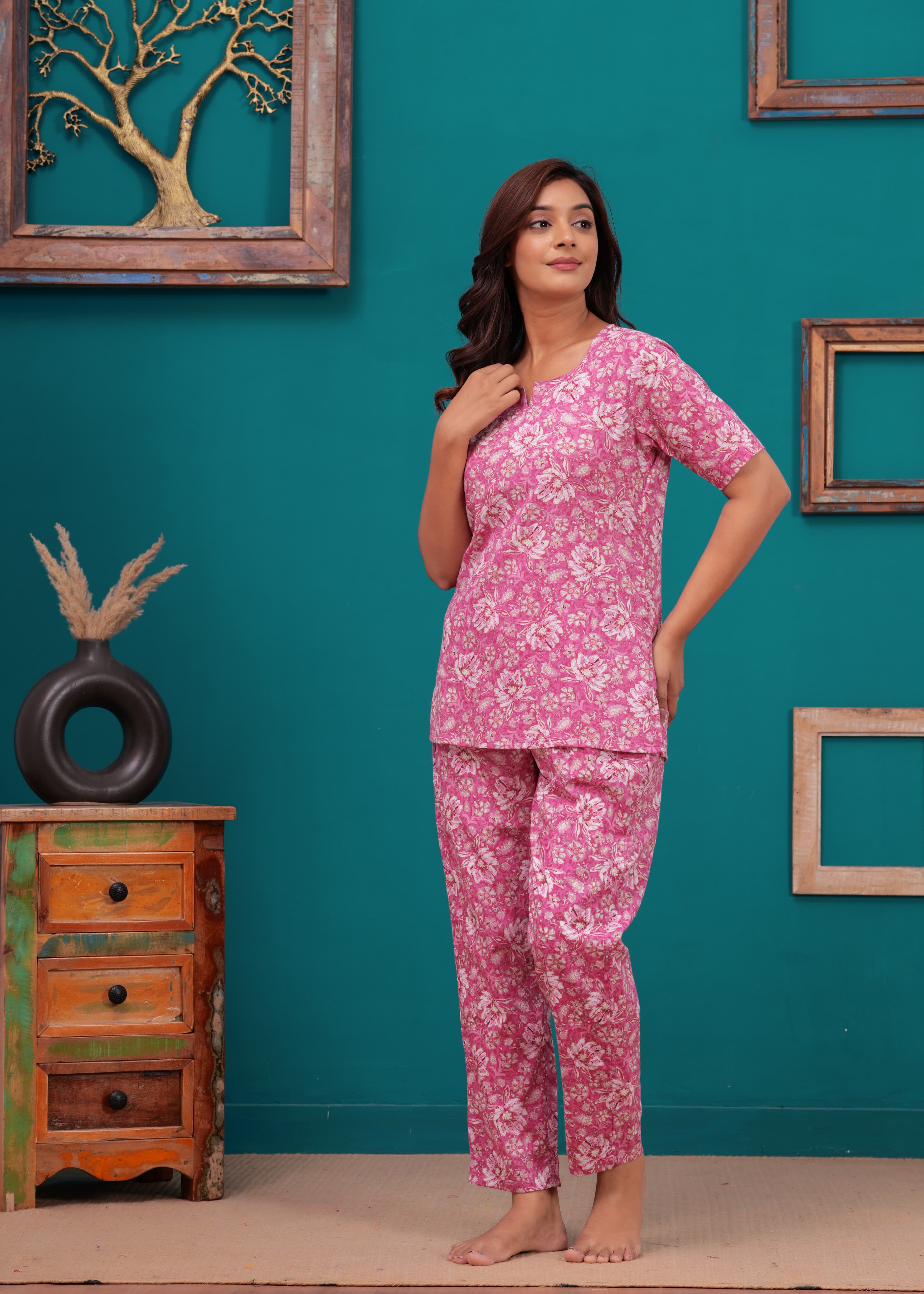 Floral Cotton Cord Set with Side Pocket