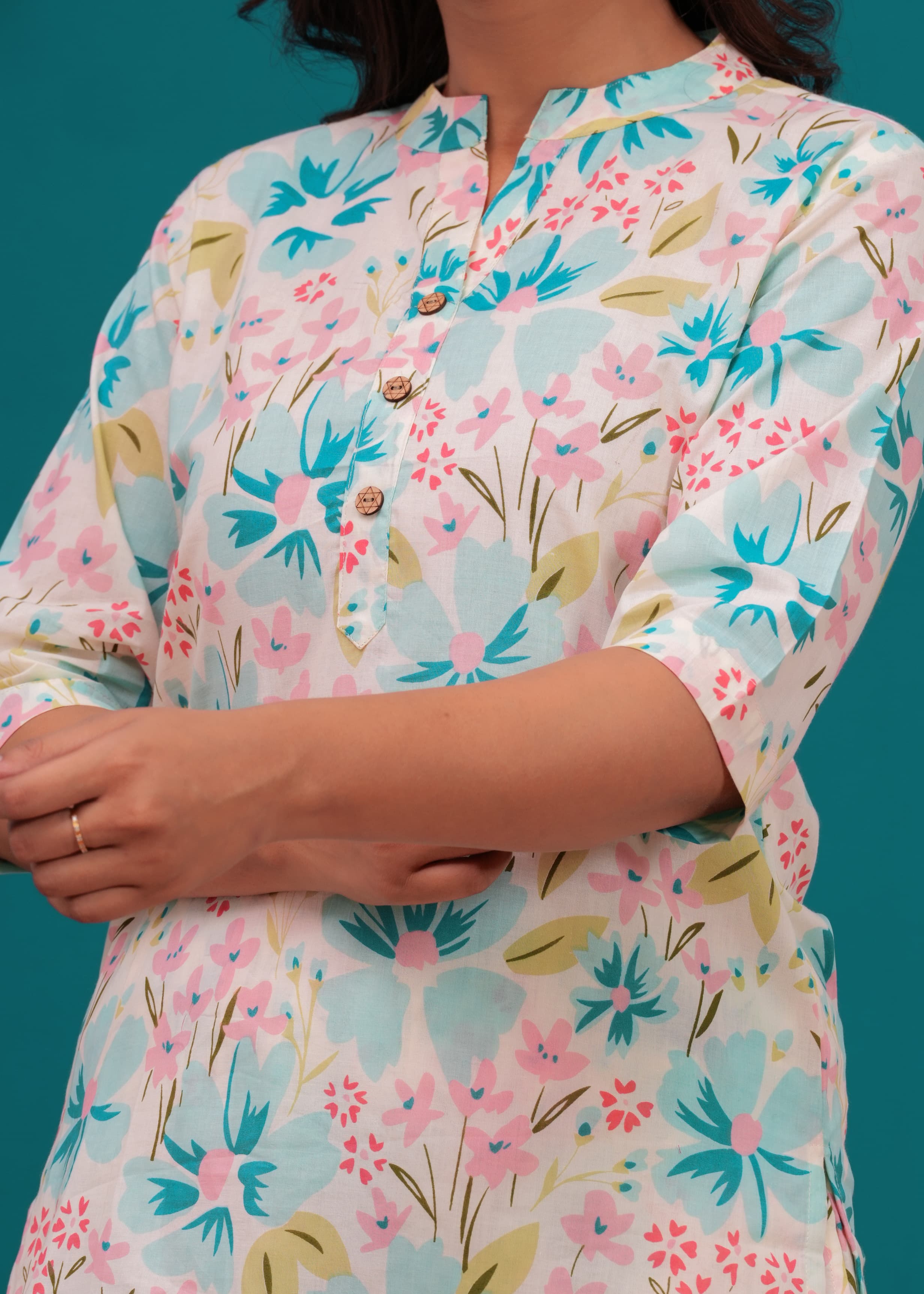 Floral Cotton Cord Set with Side Pocket