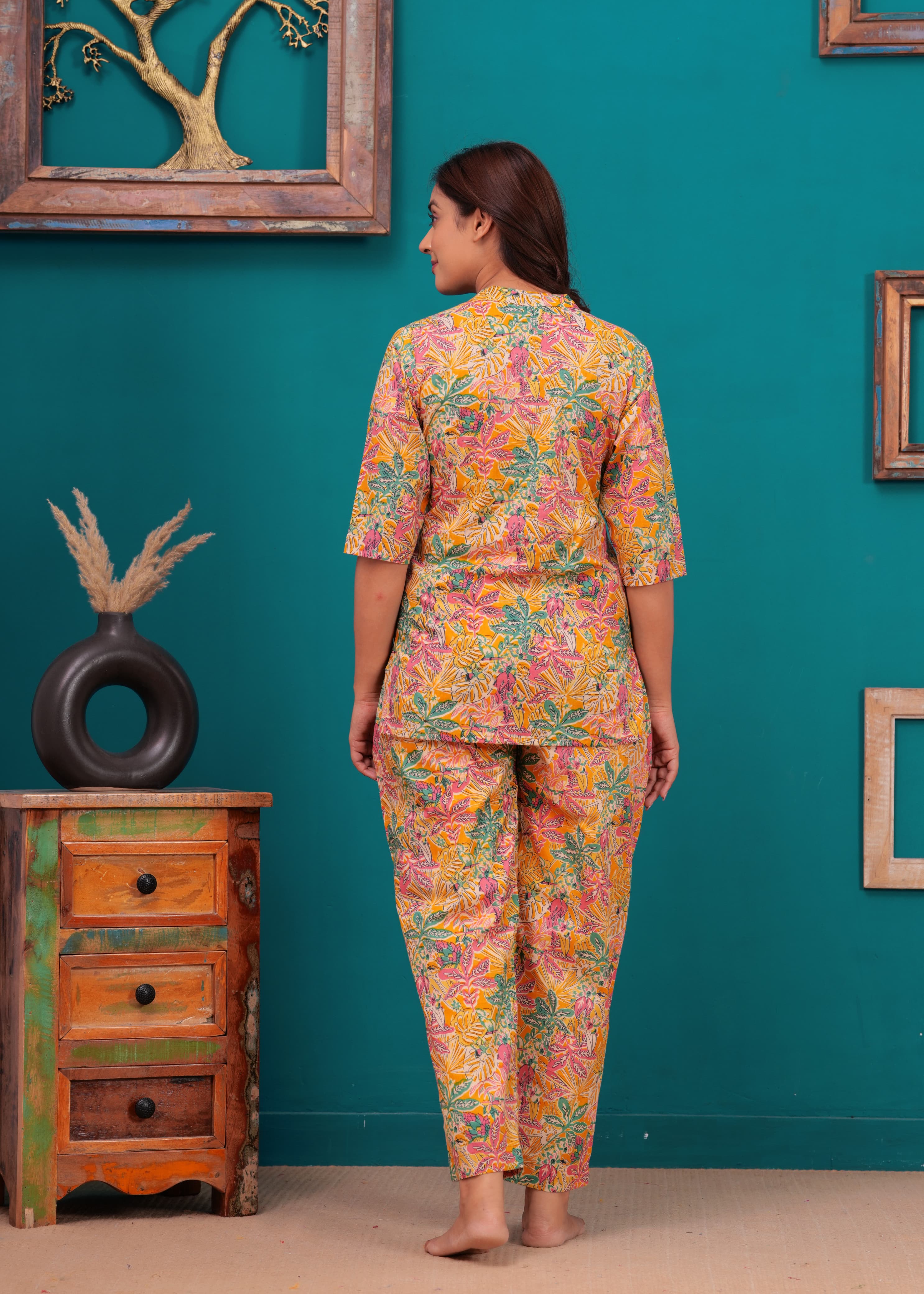 Floral Cotton Cord Set with Side Pocket