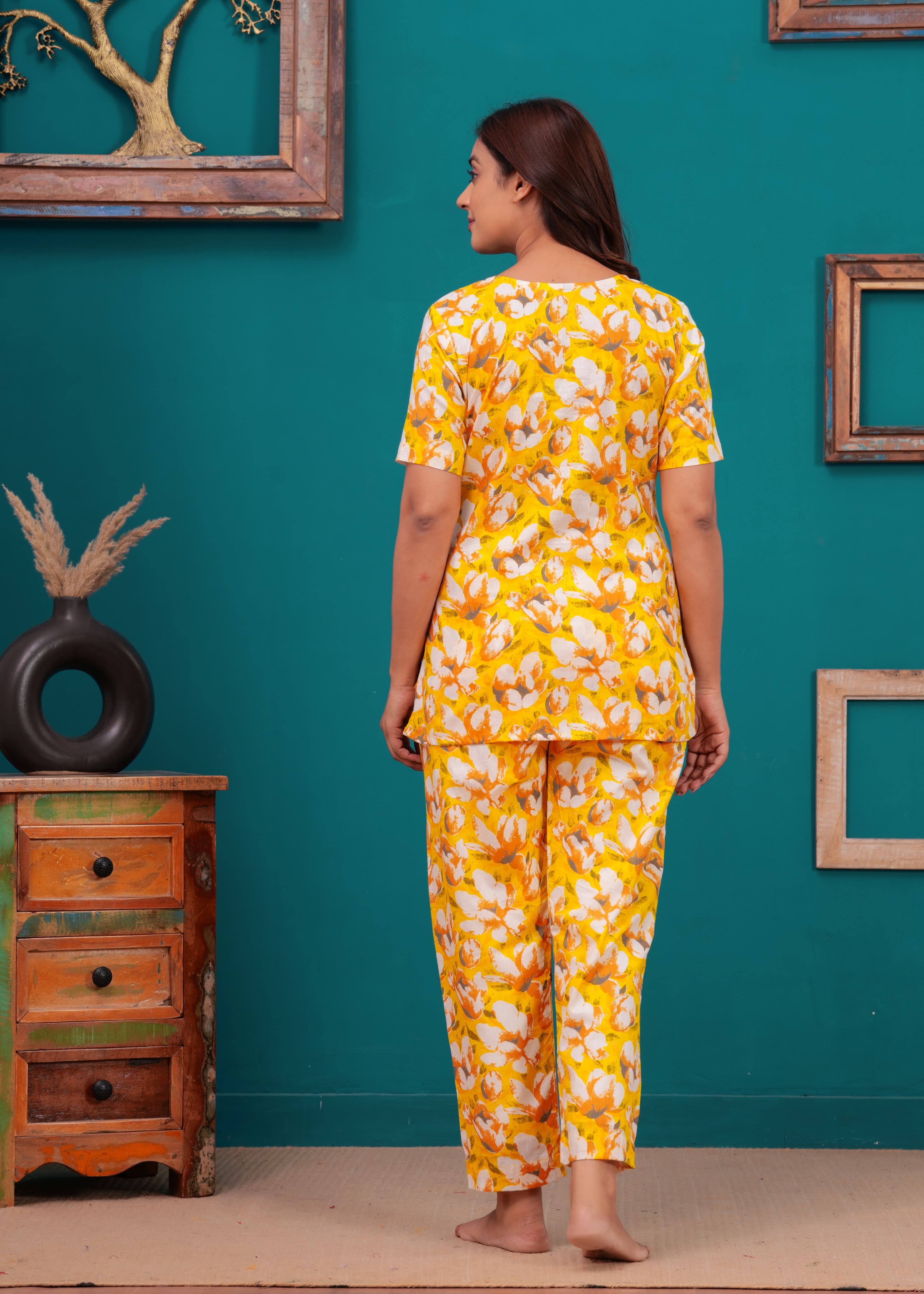 Floral Cotton Cord Set with Side Pocket