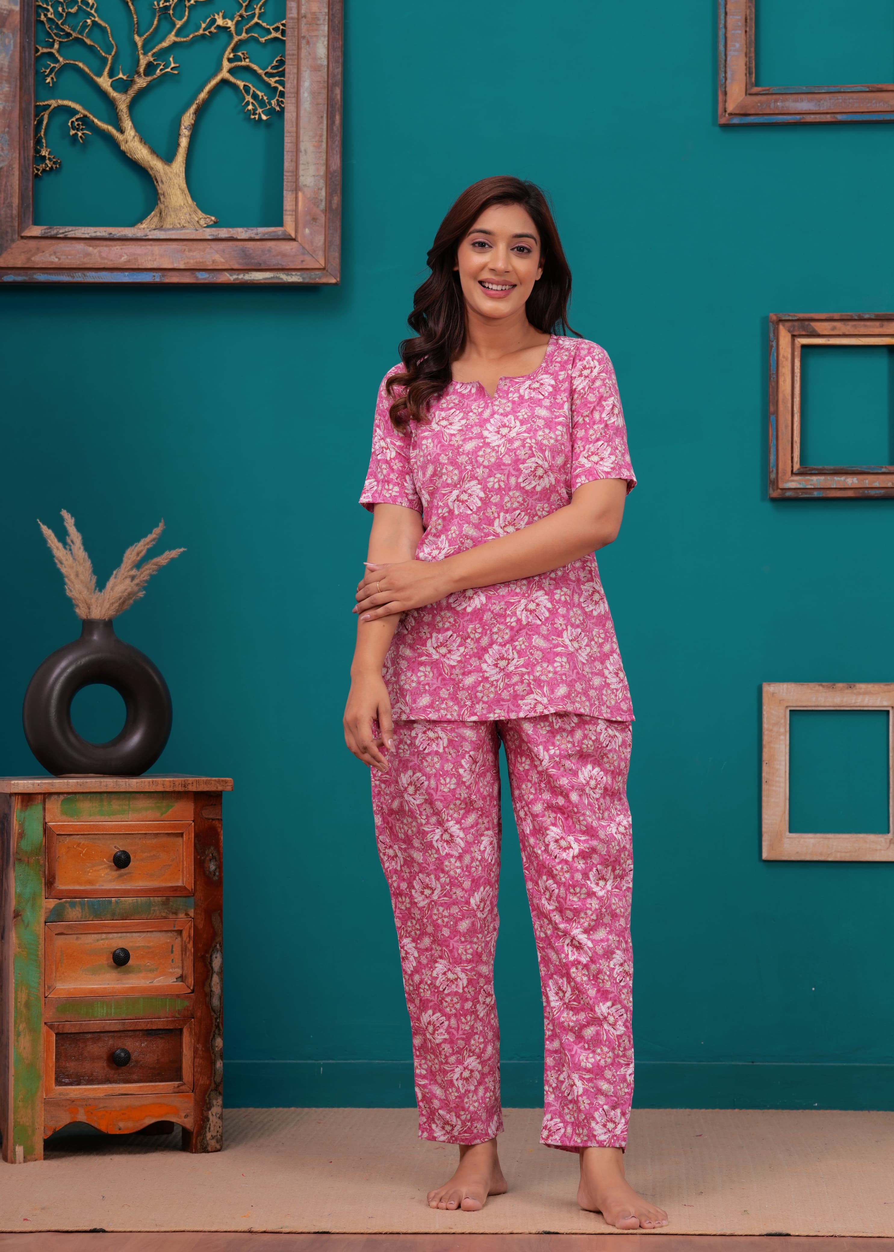 Floral Cotton Cord Set with Side Pocket