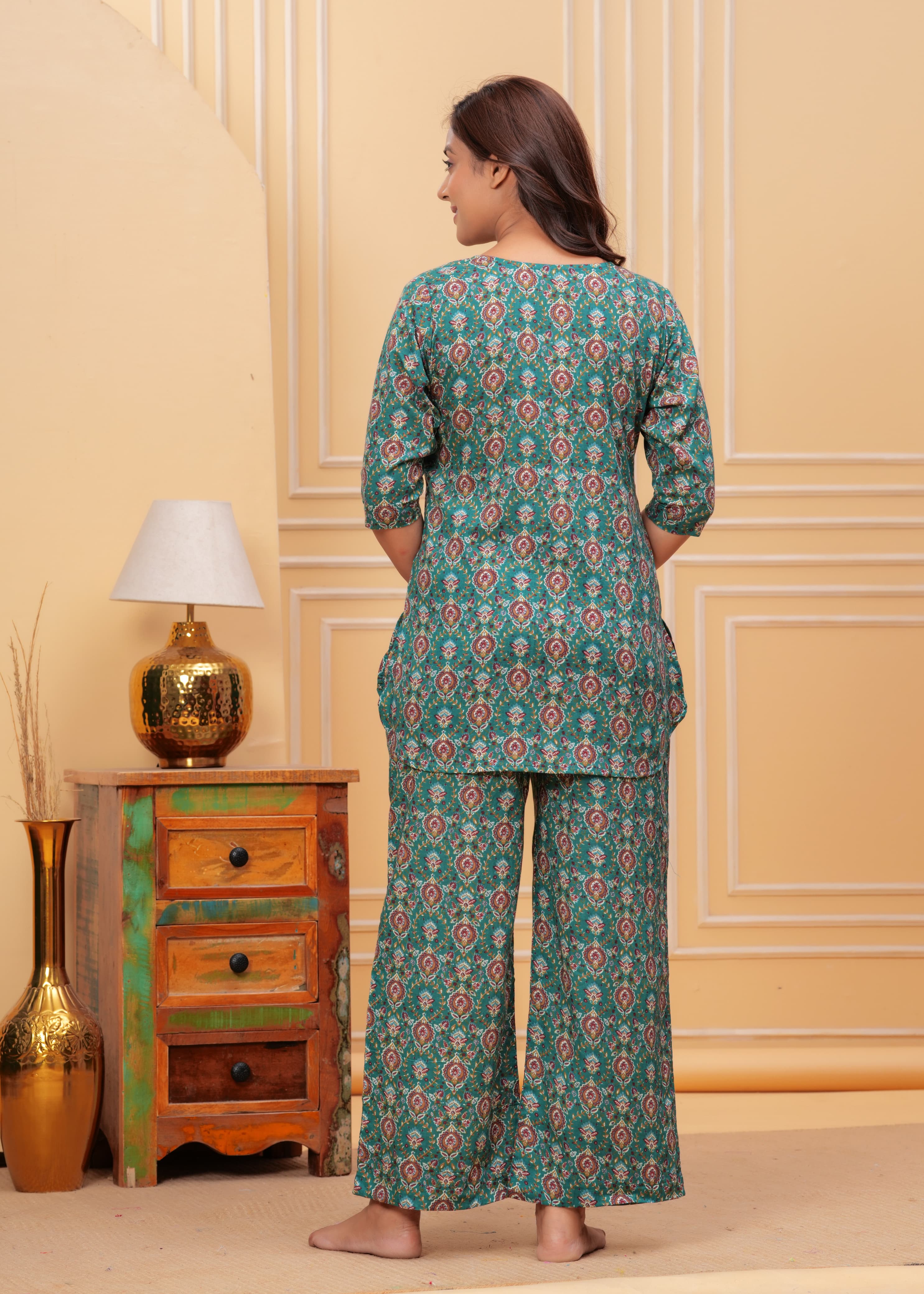 Floral Cotton Cord Set with Side Pocket