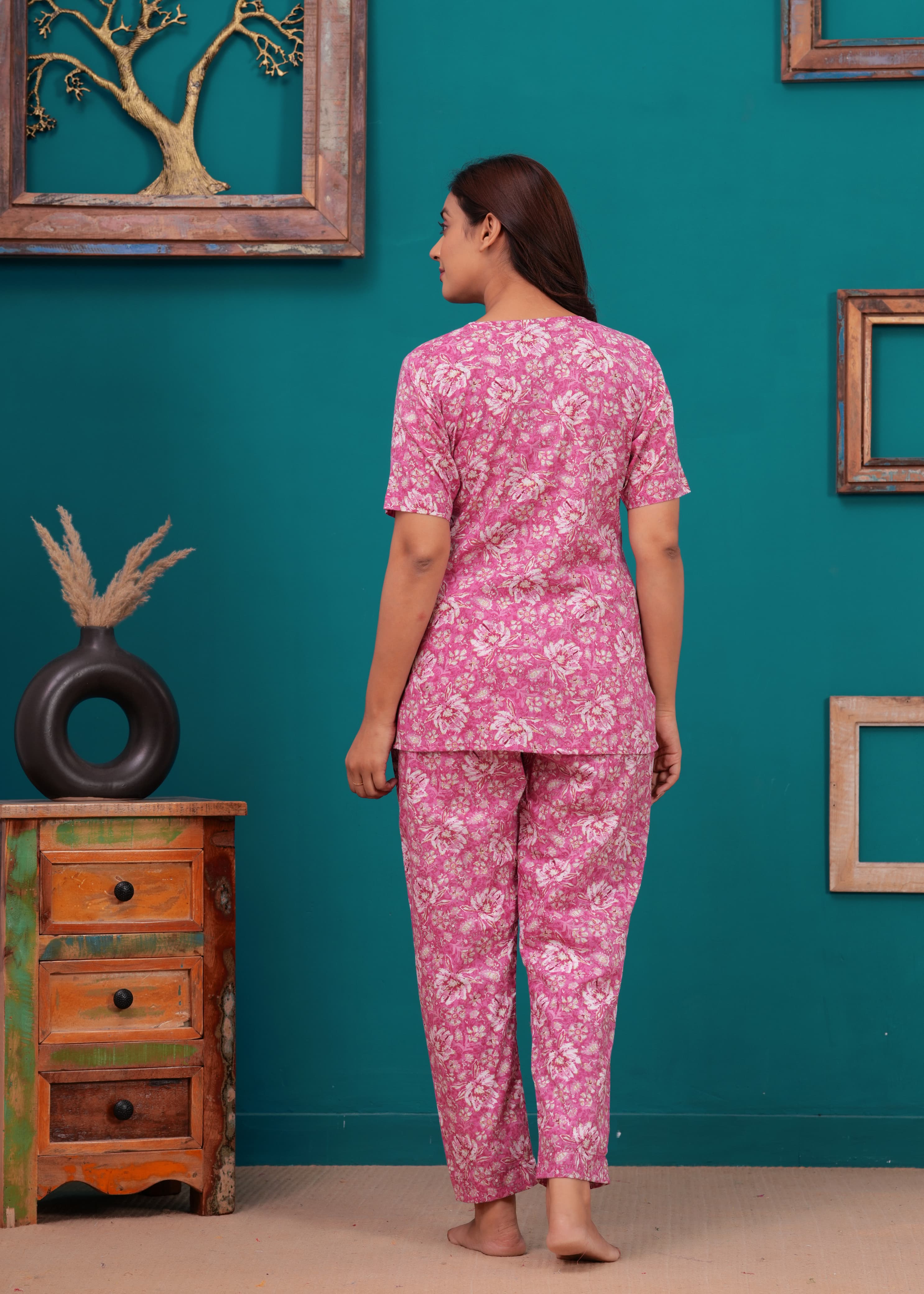 Floral Cotton Cord Set with Side Pocket