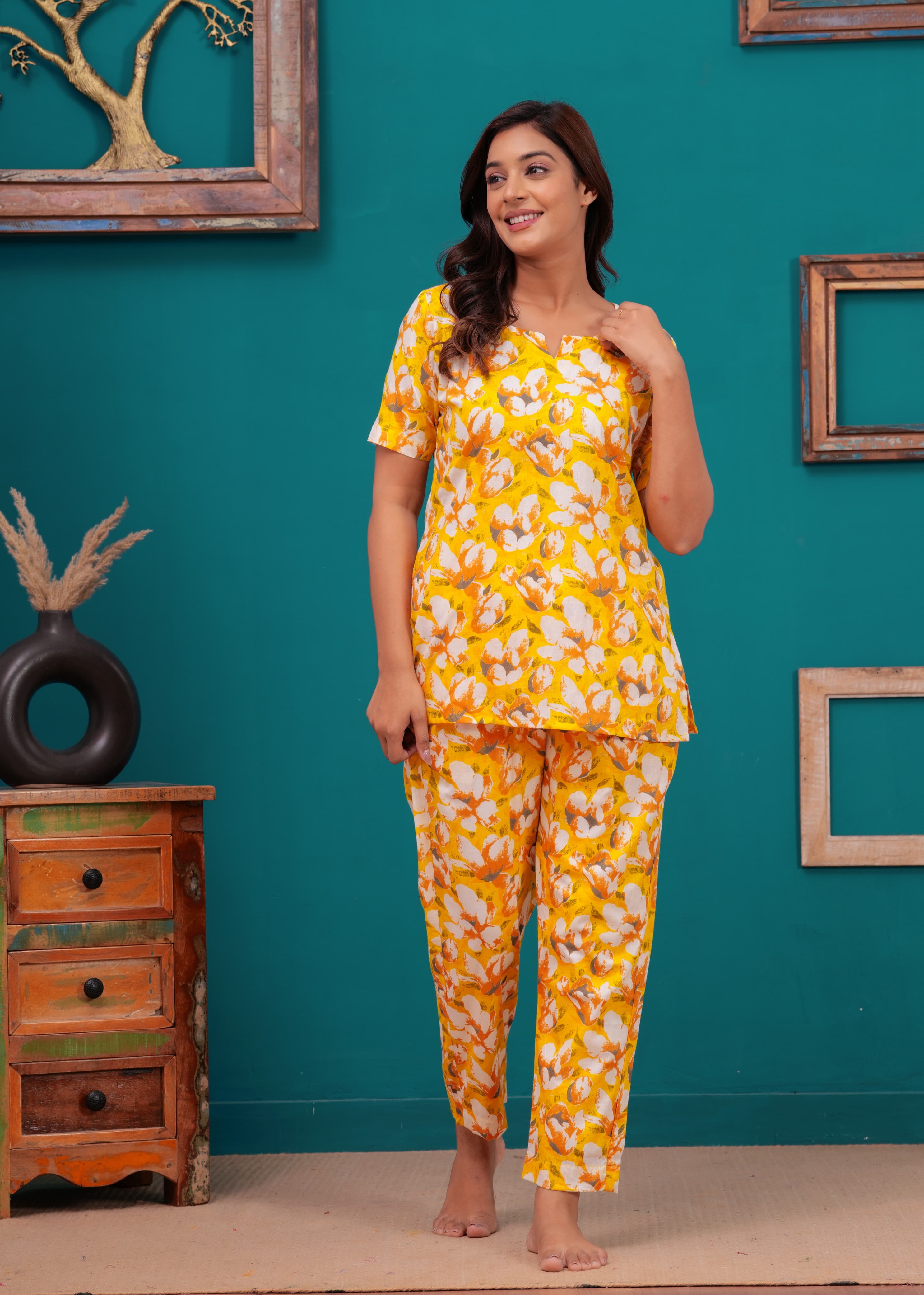 Floral Cotton Cord Set with Side Pocket
