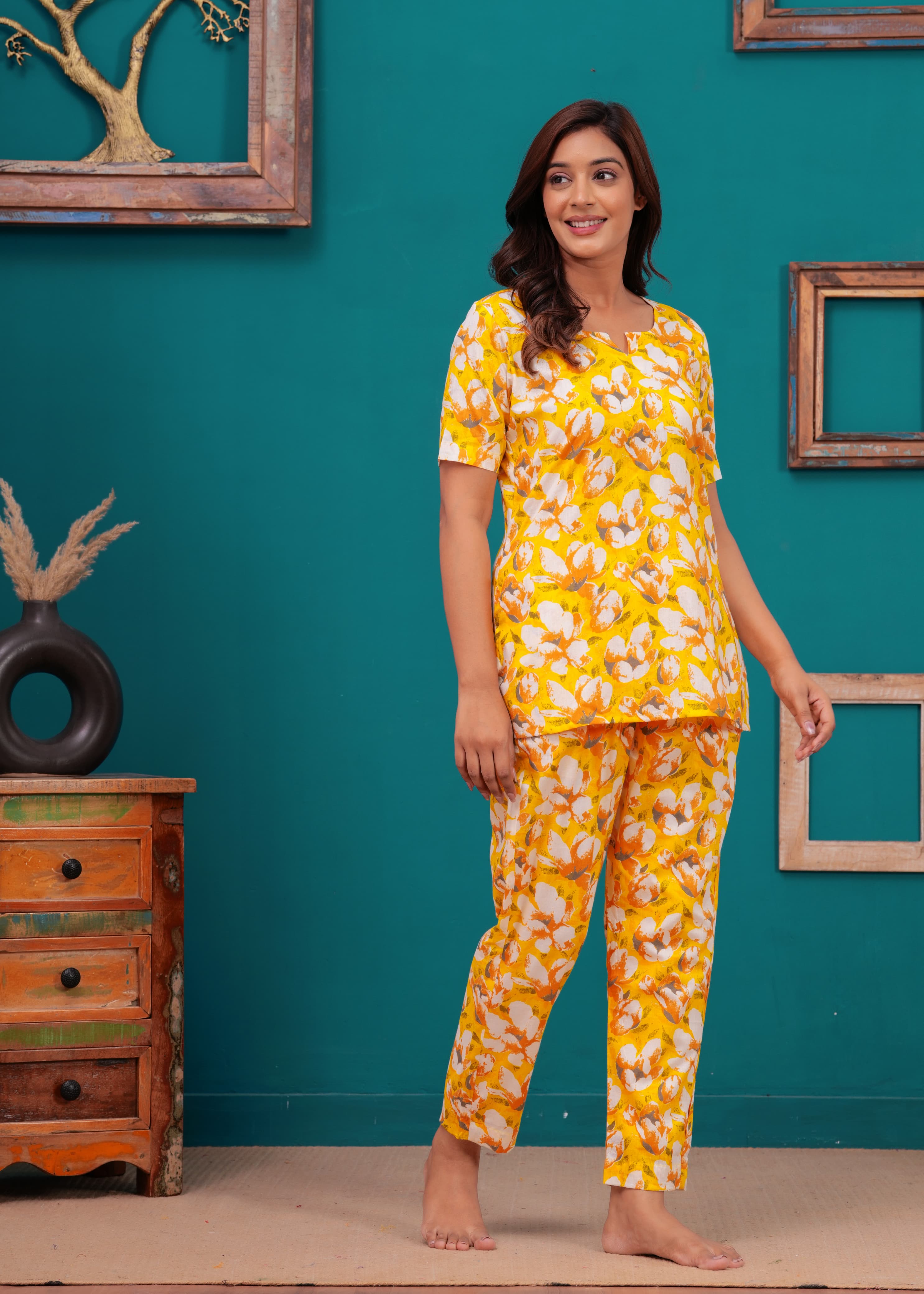 Floral Cotton Cord Set with Side Pocket