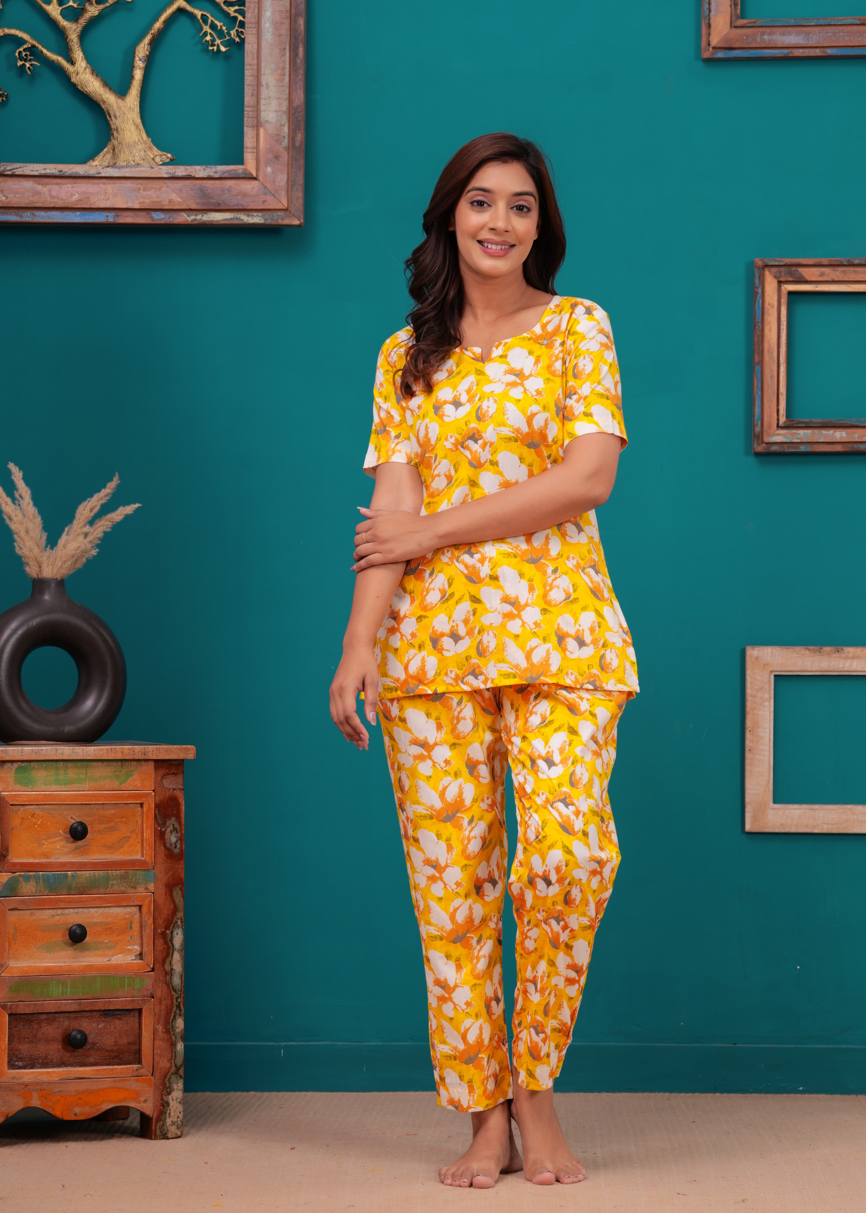 Floral Cotton Cord Set with Side Pocket