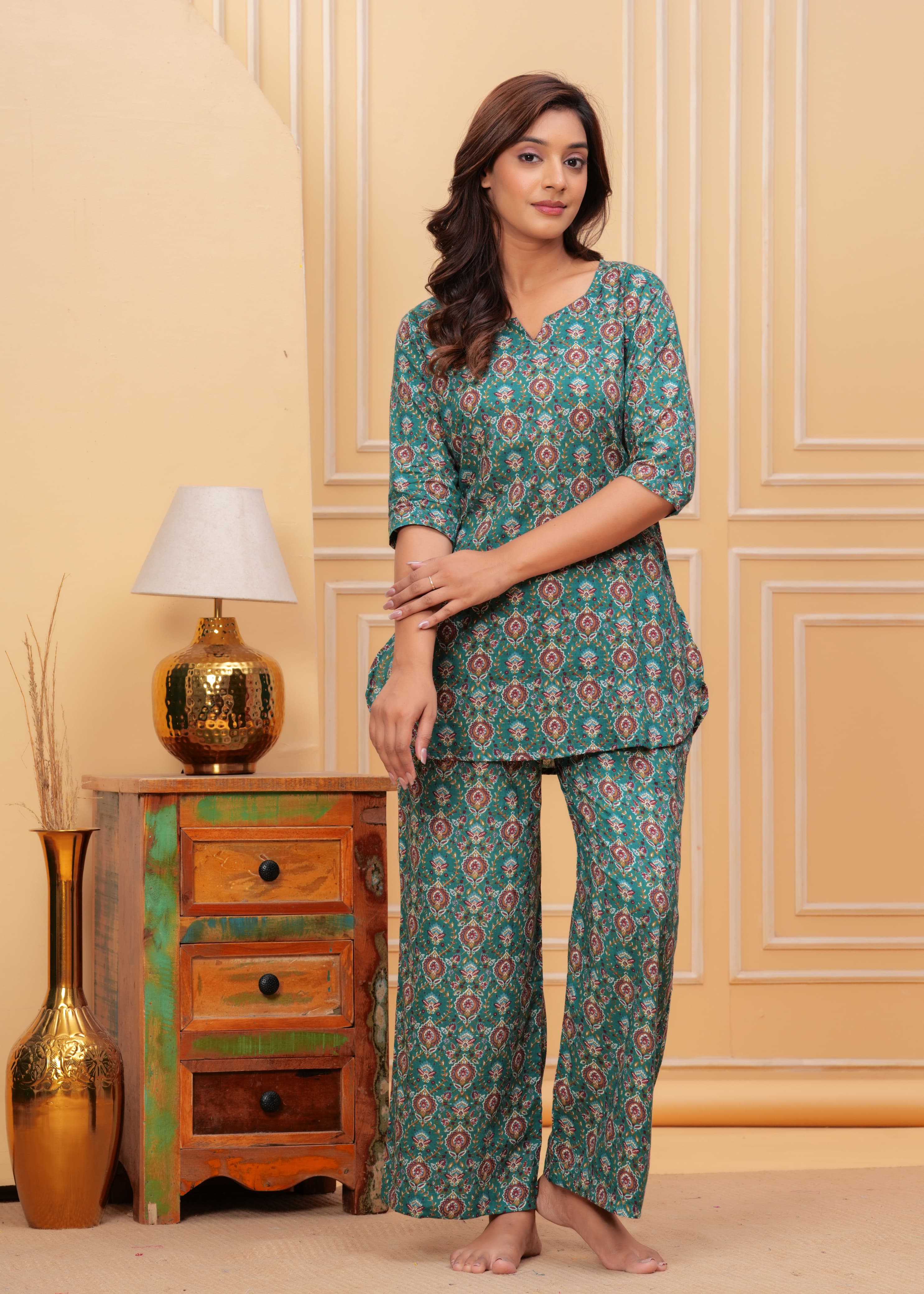 Floral Cotton Cord Set with Side Pocket
