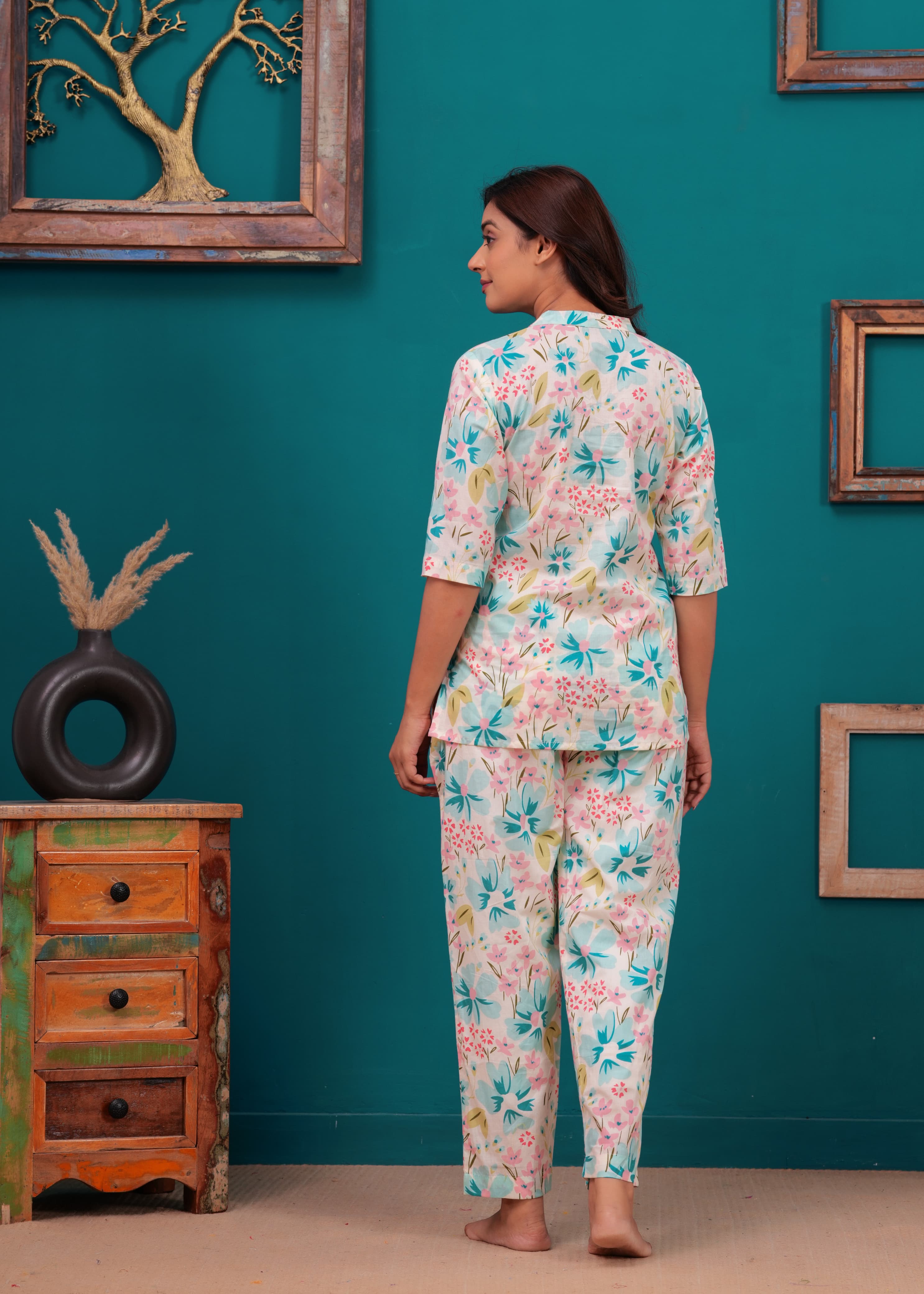 Floral Cotton Cord Set with Side Pocket