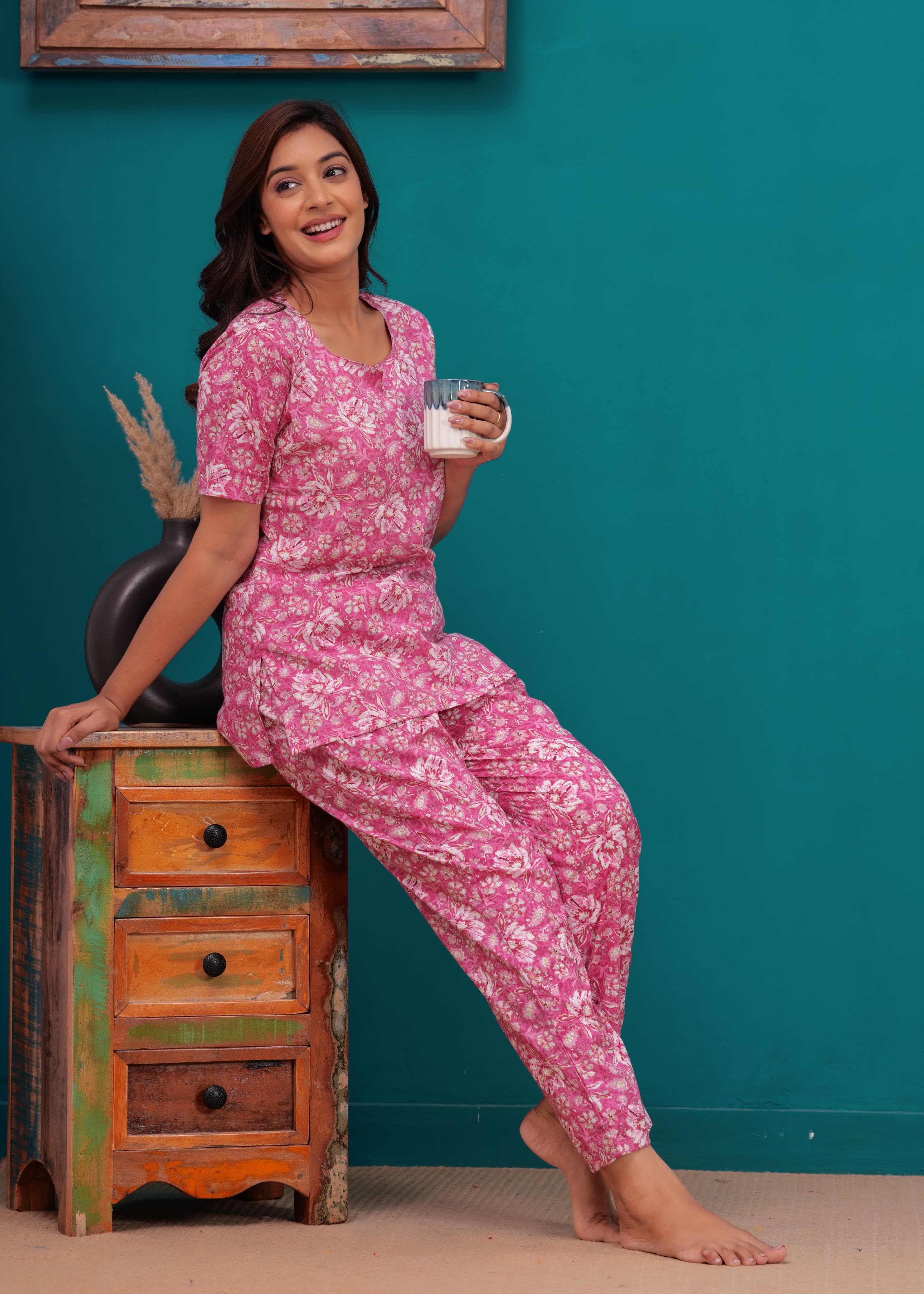 Floral Cotton Cord Set with Side Pocket
