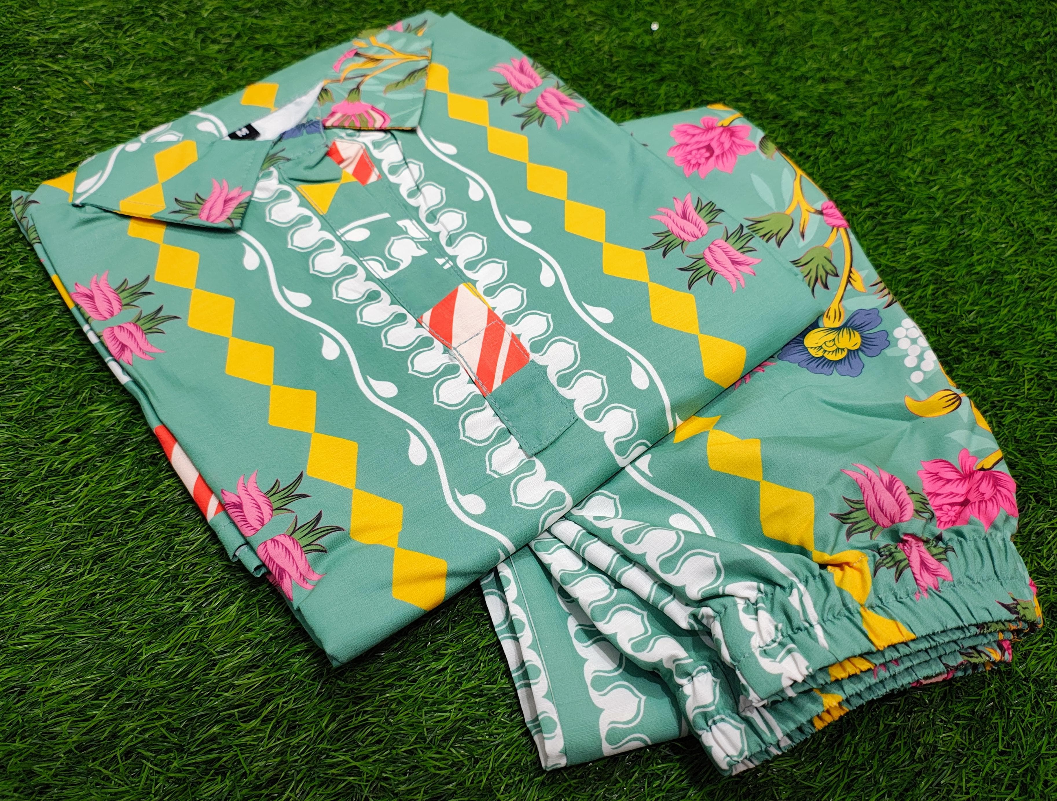 Floral Digital Print Butter Cotton Co-ord Set | Women's Kurta Set