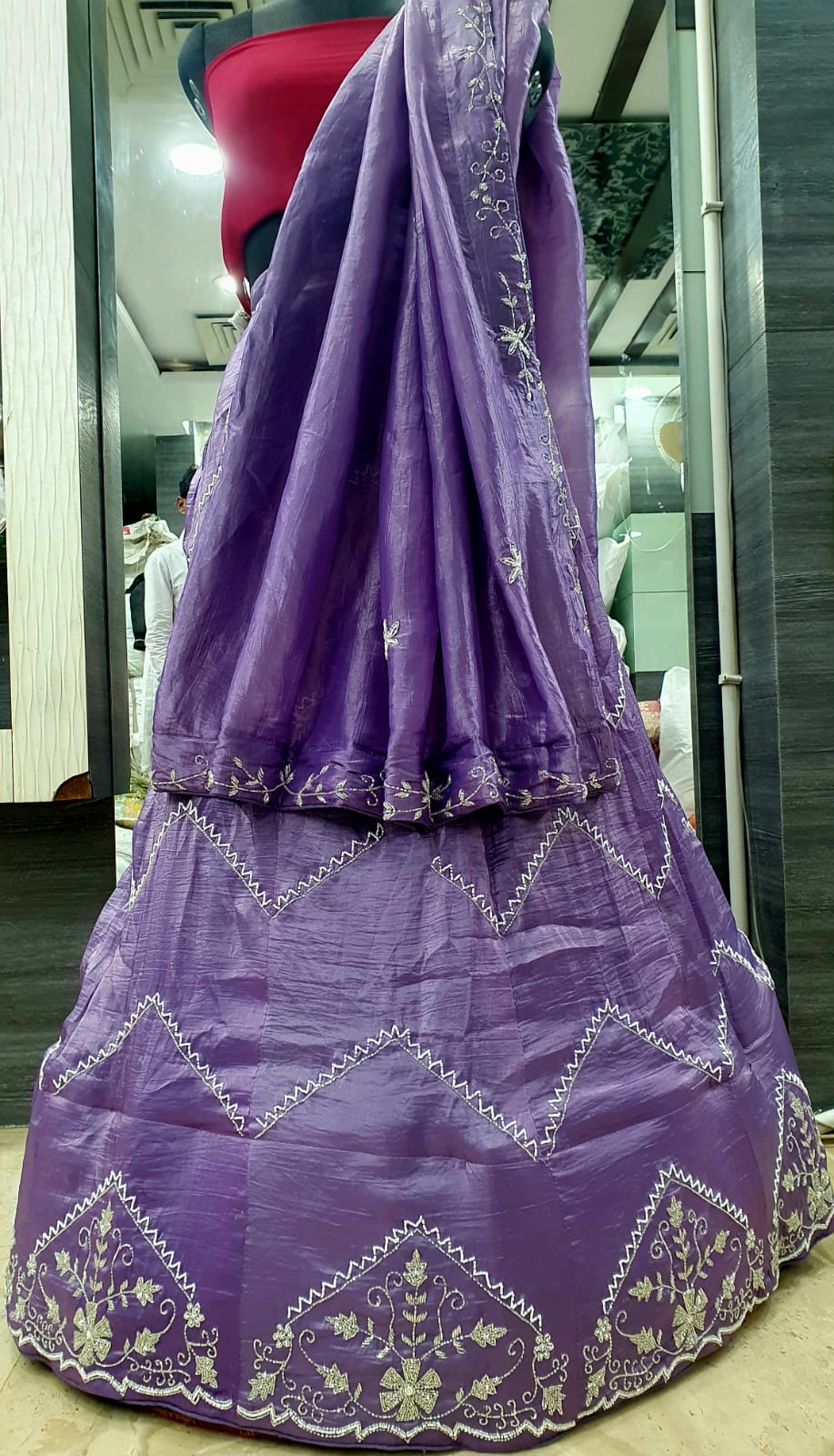 Gold Crush Lehenga with Dupatta - Katdana Work | Stitched with Lining Aster | Length & Waist up to 44