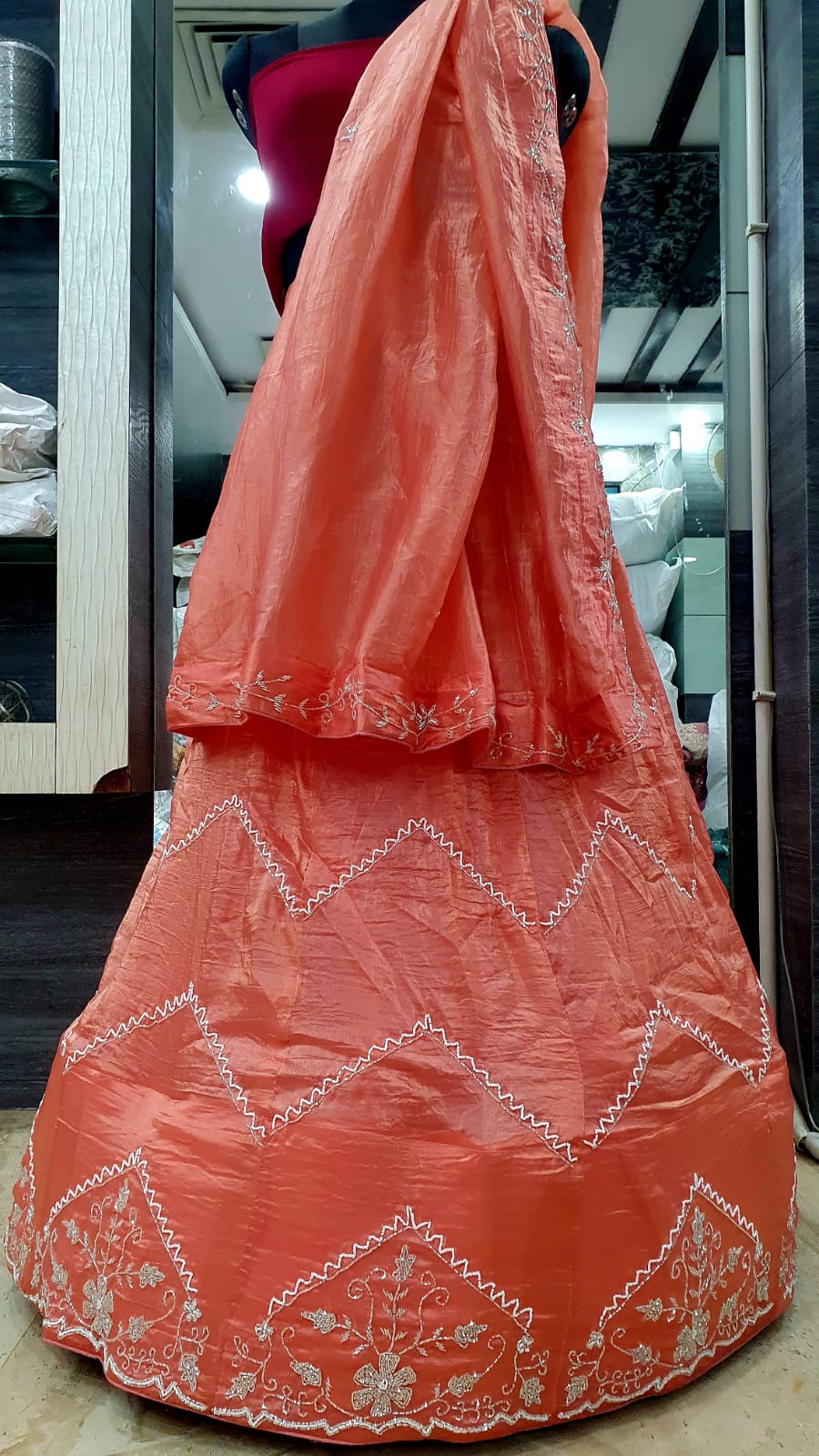 Gold Crush Lehenga with Dupatta - Katdana Work | Stitched with Lining Aster | Length & Waist up to 44