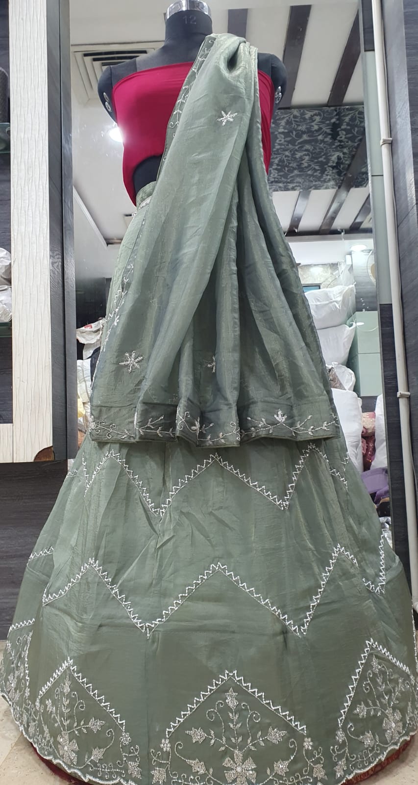 Gold Crush Lehenga with Dupatta - Katdana Work | Stitched with Lining Aster | Length & Waist up to 44