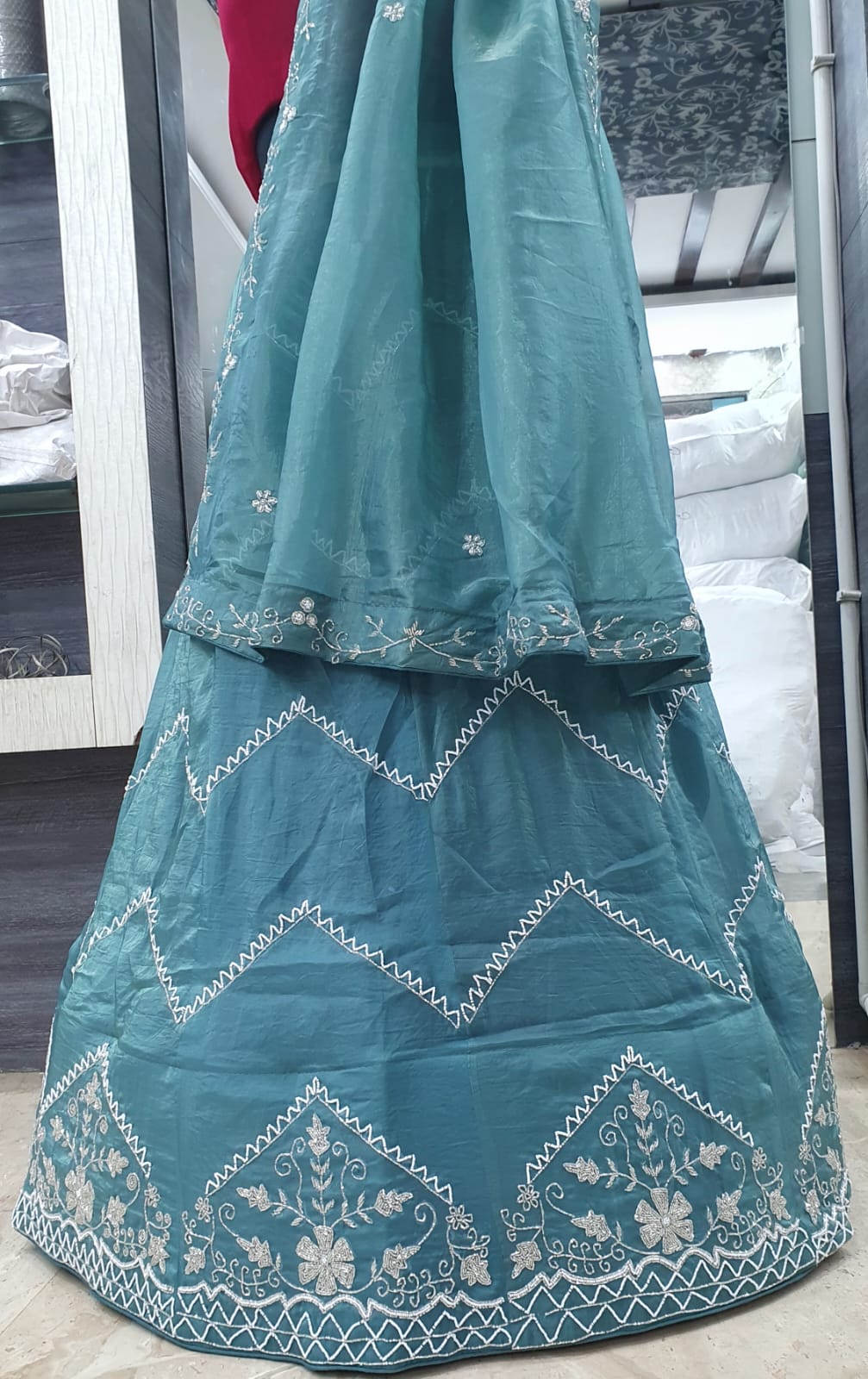 Gold Crush Lehenga with Dupatta - Katdana Work | Stitched with Lining Aster | Length & Waist up to 44