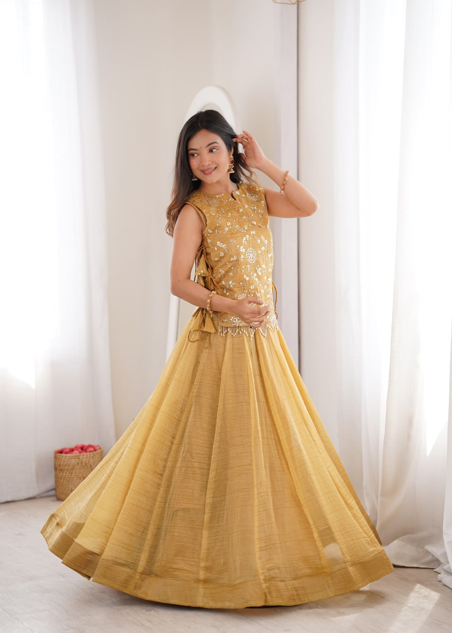 Gold Salsa Crush Lehenga Choli