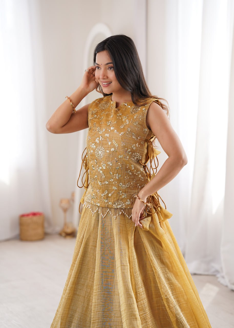 Gold Salsa Crush Lehenga Choli