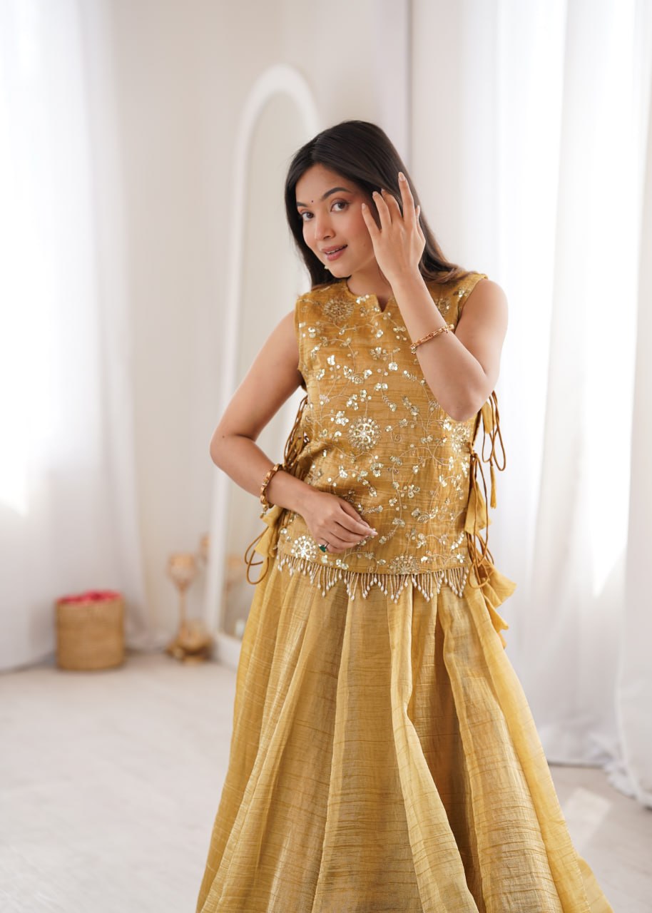 Gold Salsa Crush Lehenga Choli