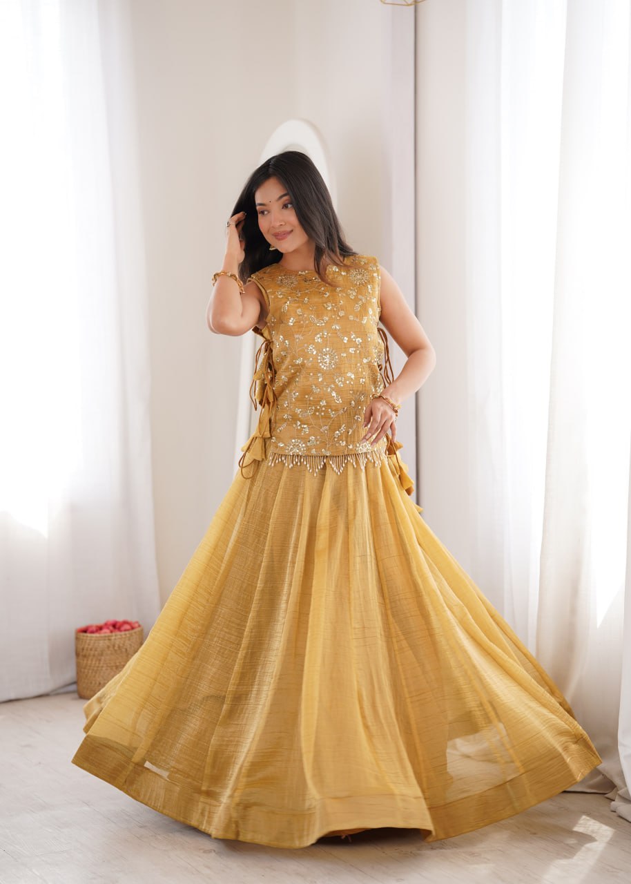 Gold Salsa Crush Lehenga Choli