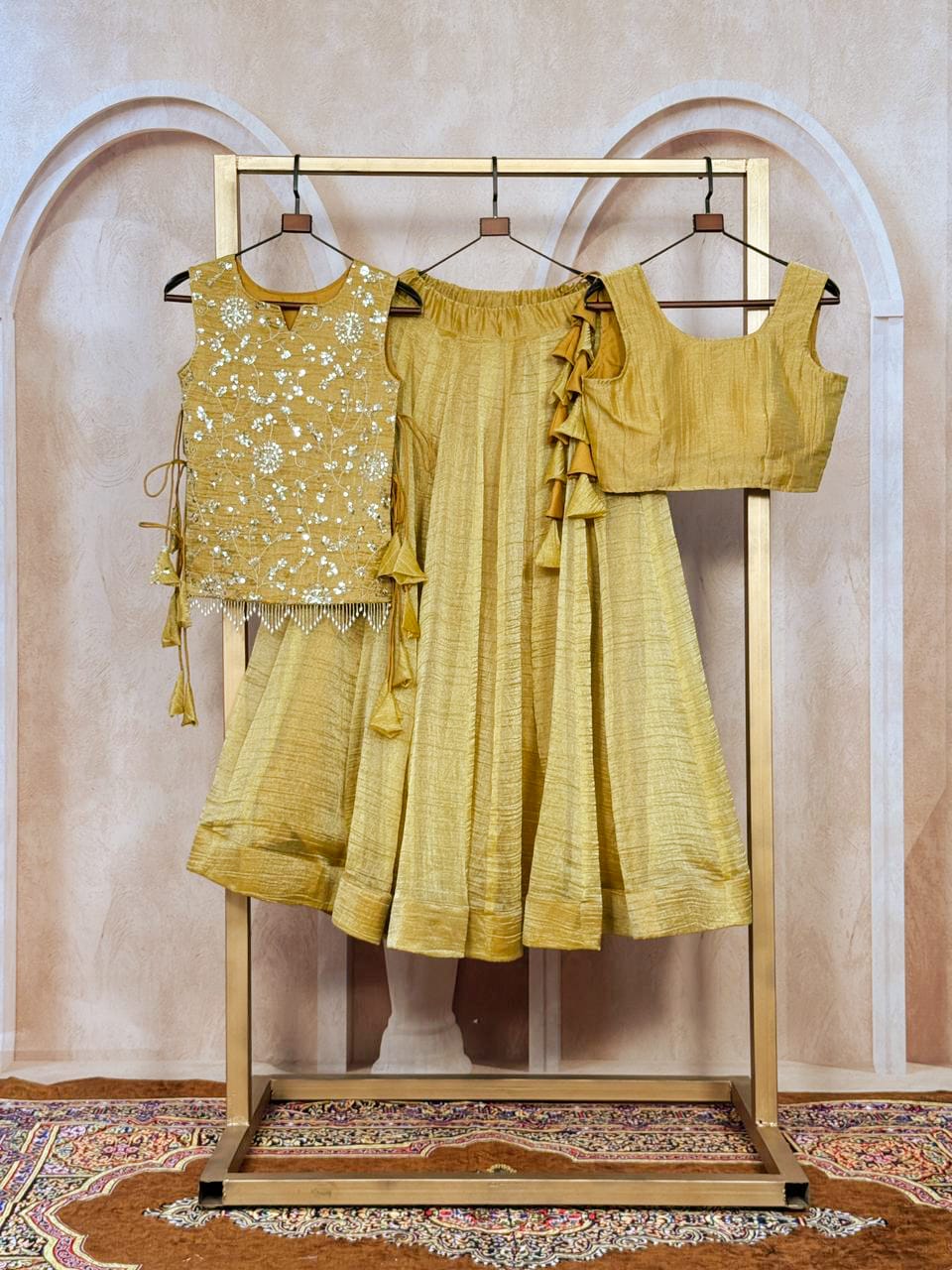 Gold Salsa Crush Lehenga Choli