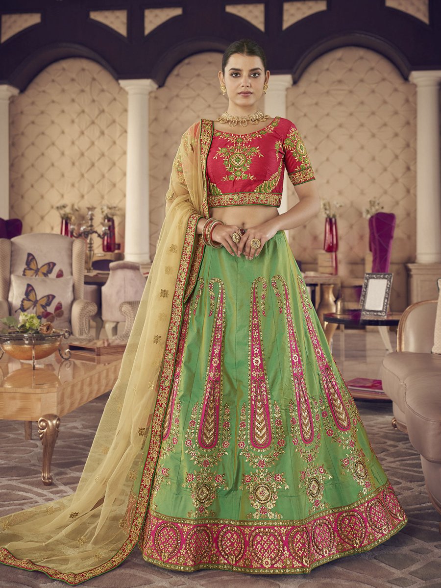 Green Art Silk Festive Lehenga Choli