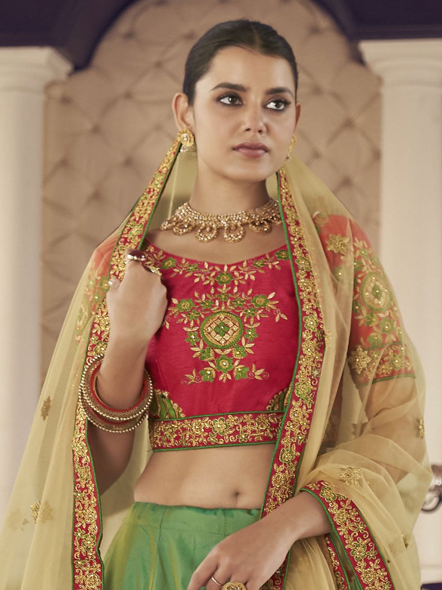 Green Art Silk Festive Lehenga Choli