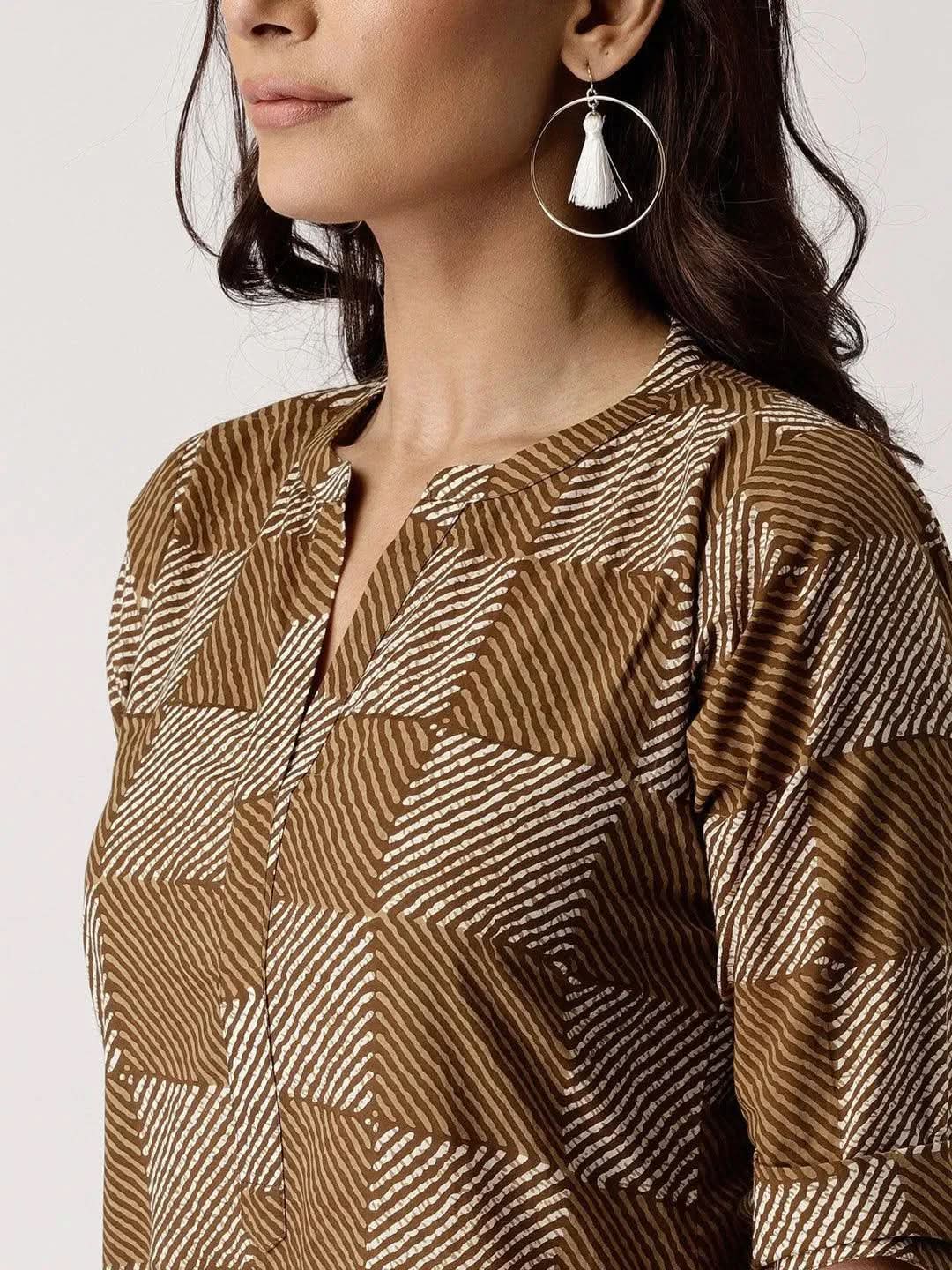 Anouk Green Checkered Cotton Kurta