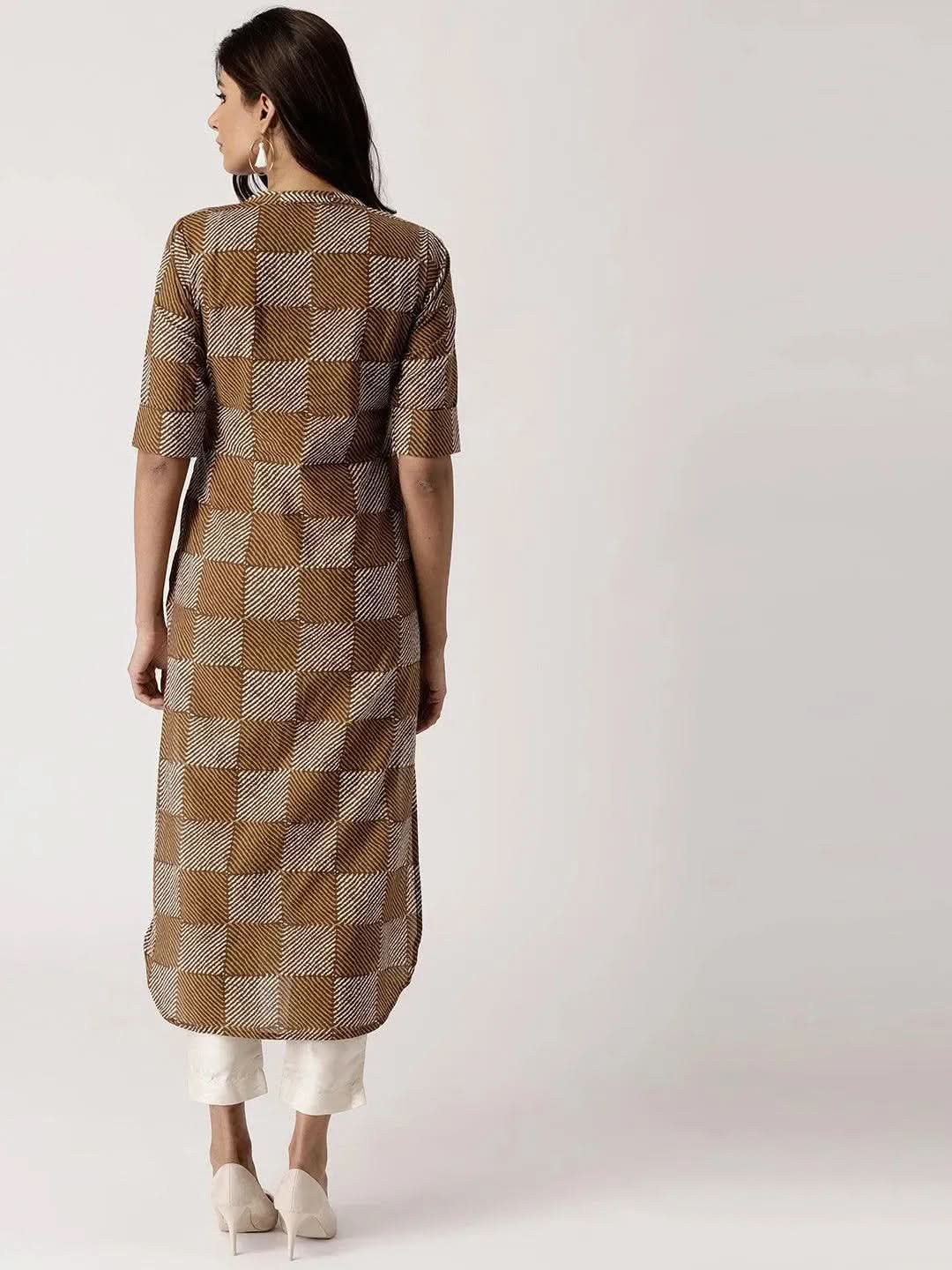 Anouk Green Checkered Cotton Kurta