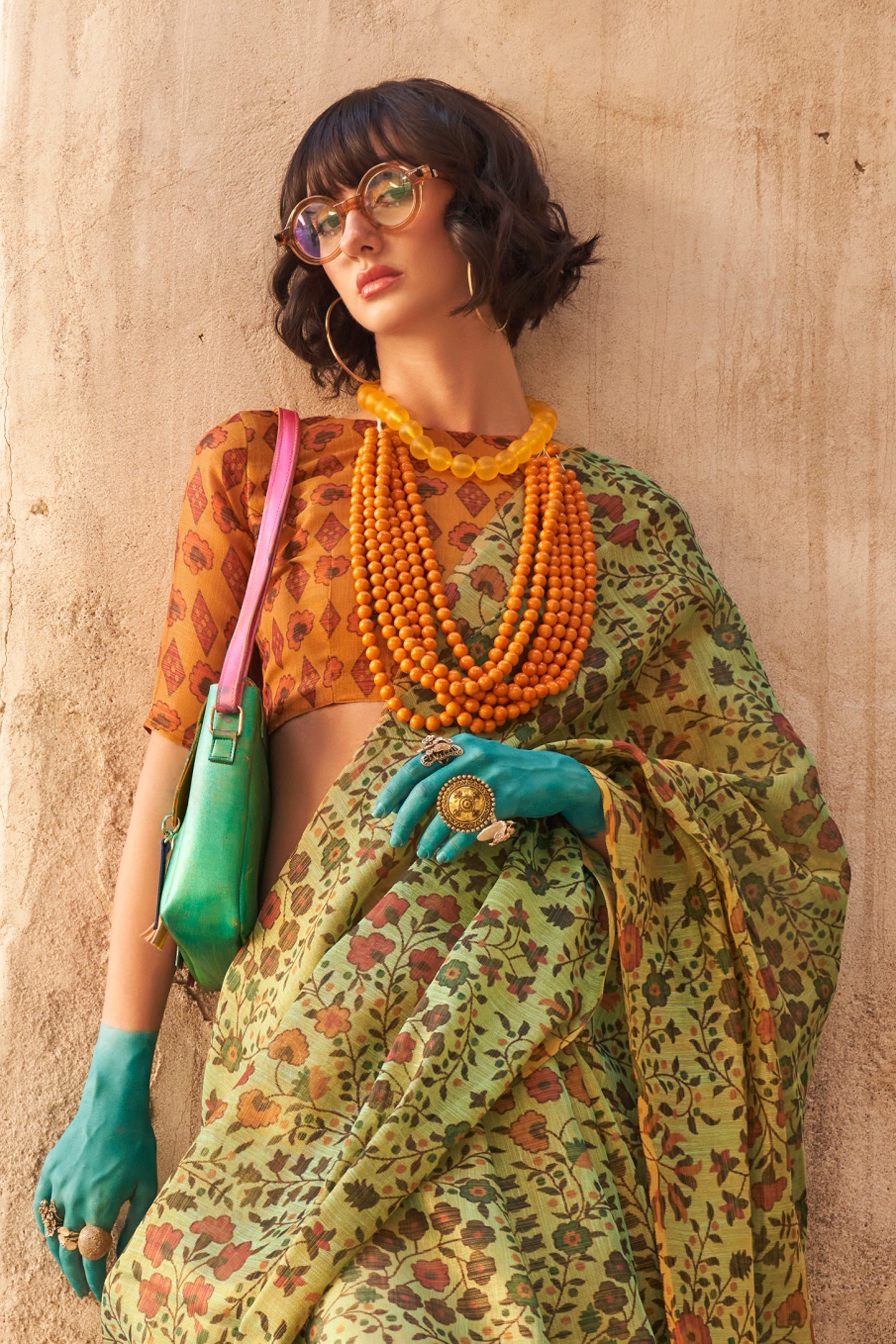 Green Elegant Banarasi Tissue Saree with Unstitched Blouse Piece