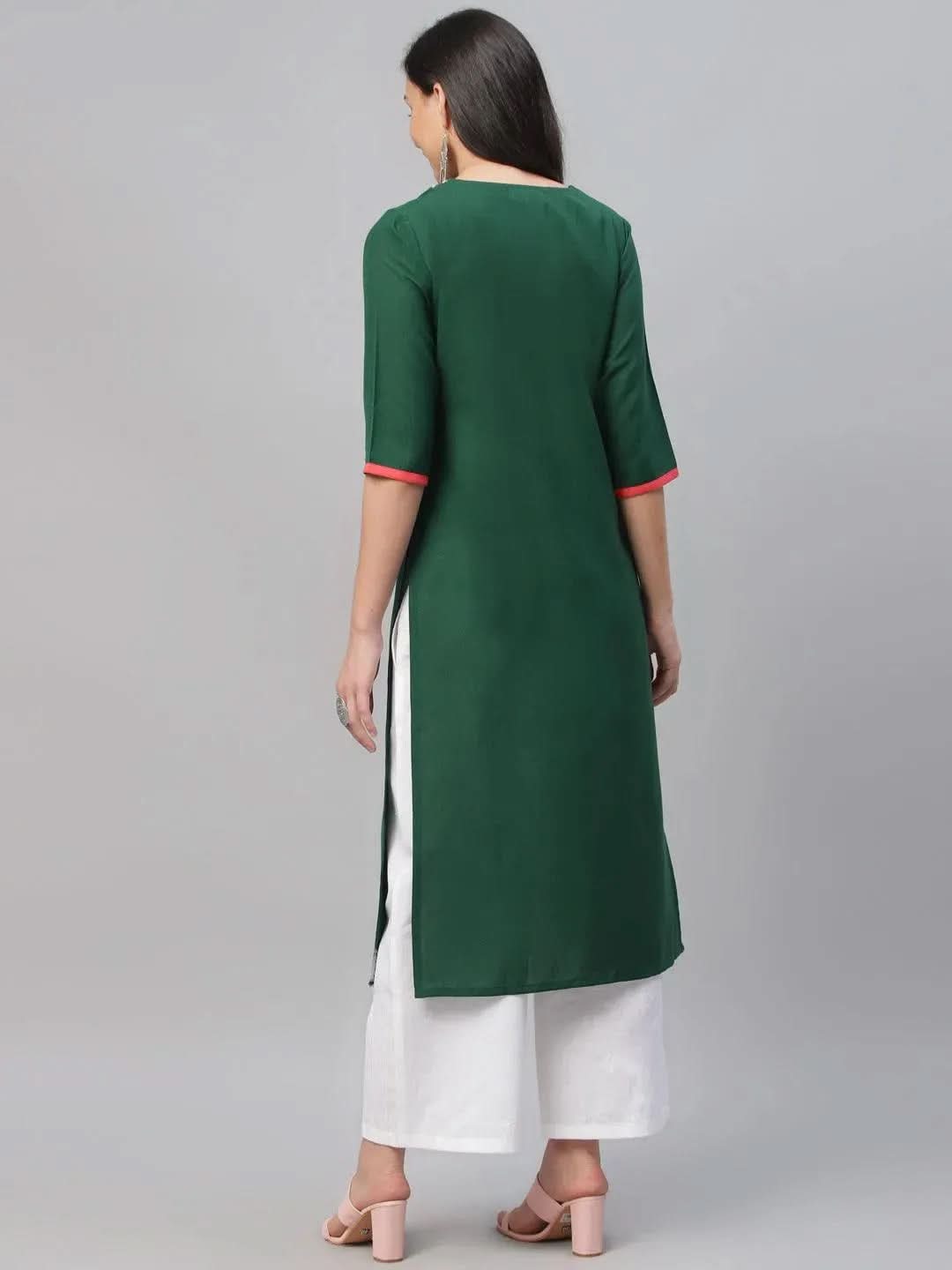 Anouk Green Embroidered Cotton Kurta
