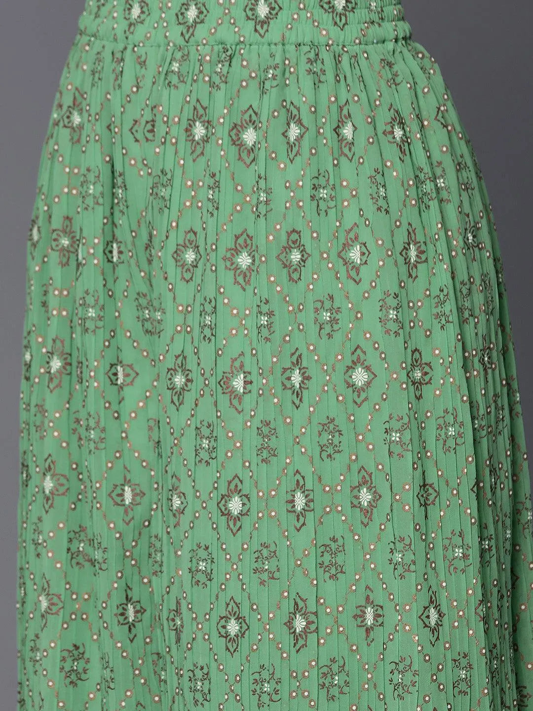 Anouk Green Embroidered Georgette Straight Suit With Dupatta