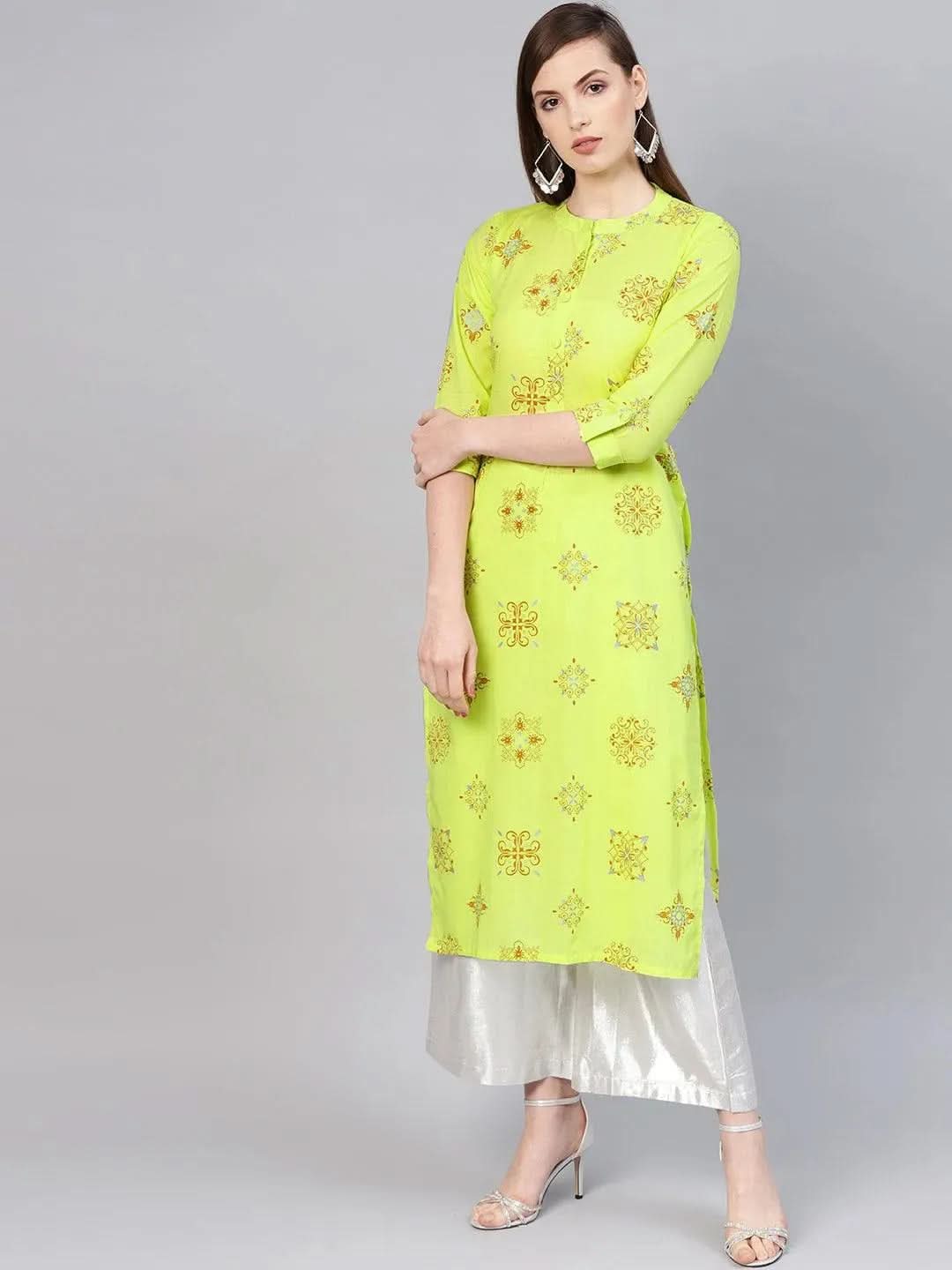 Anouk Green Printed Cotton Kurta