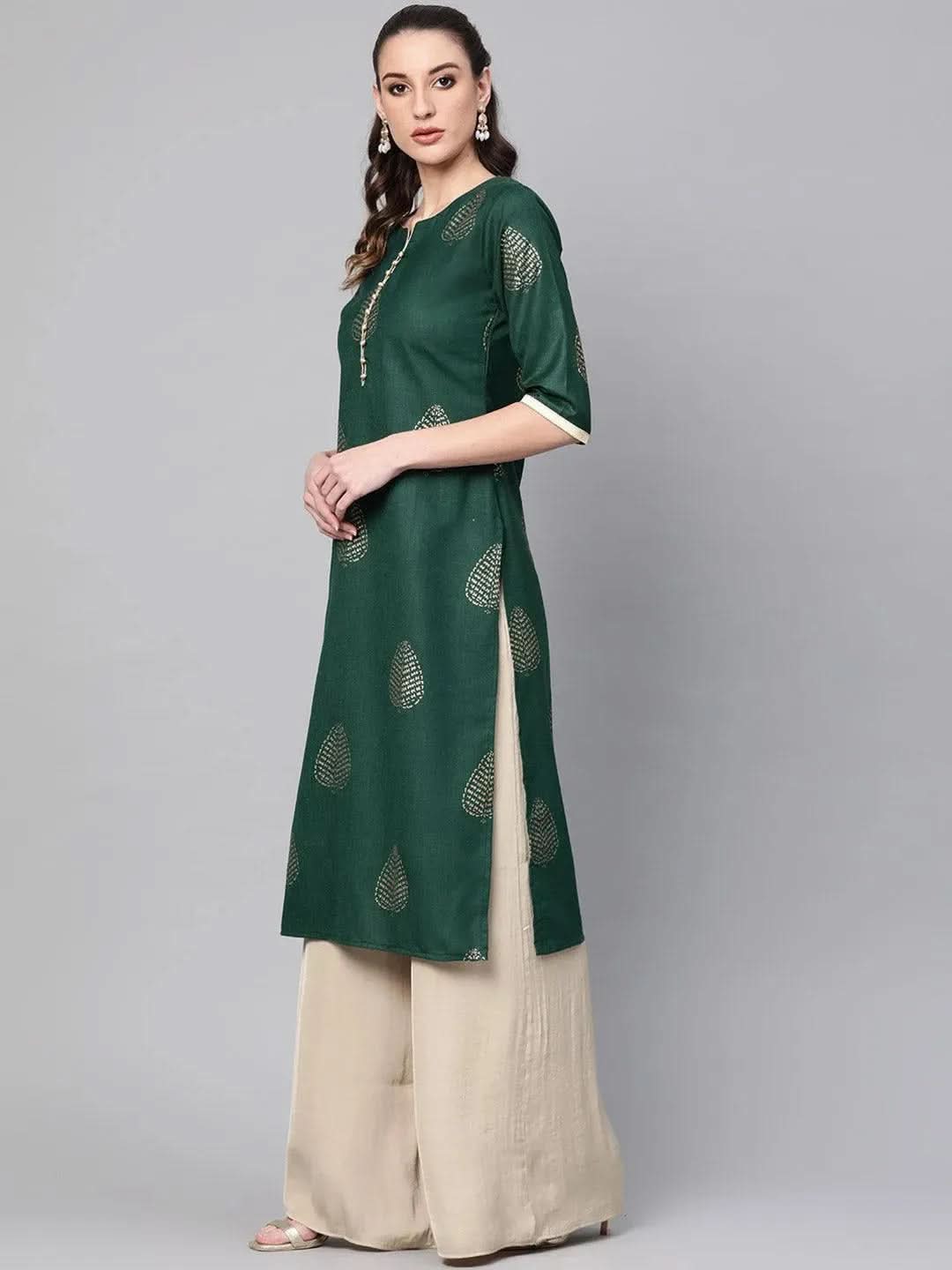 Anouk Green Printed Cotton Kurta