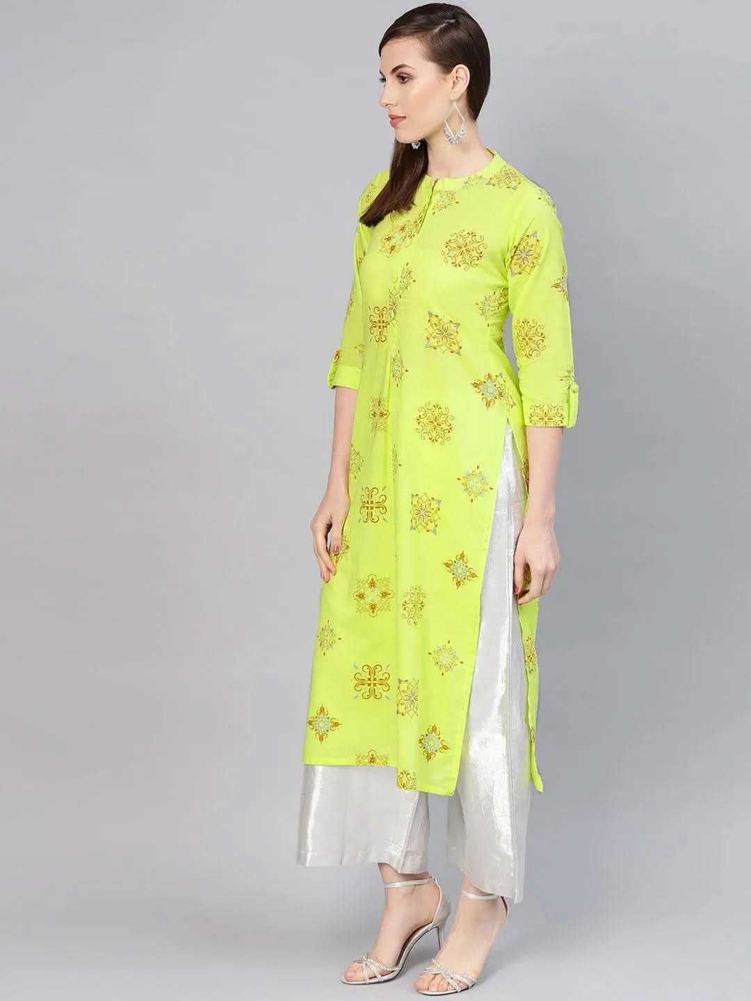 Anouk Green Printed Cotton Kurta
