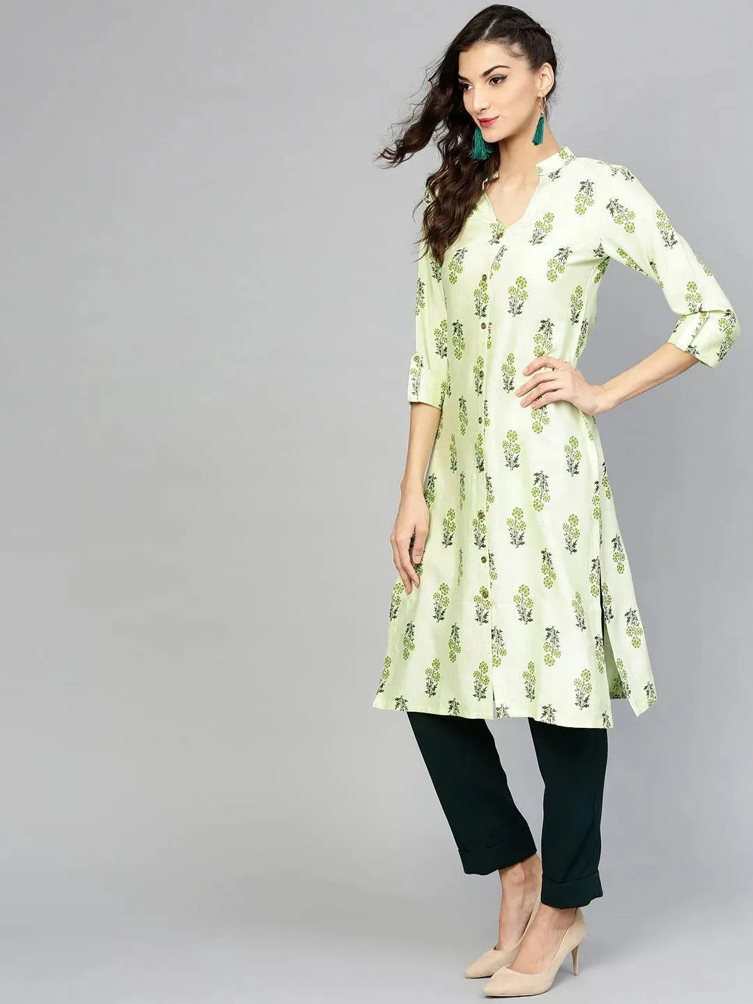 Anouk Green Printed Cotton Kurta