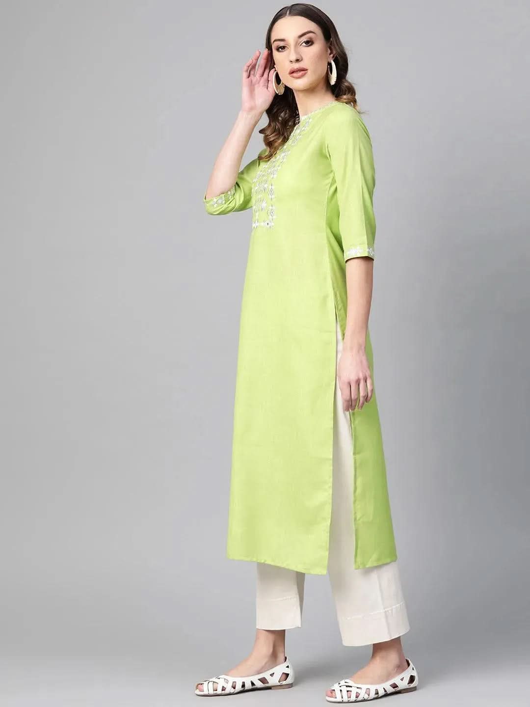 Anouk Green Printed Cotton Kurta